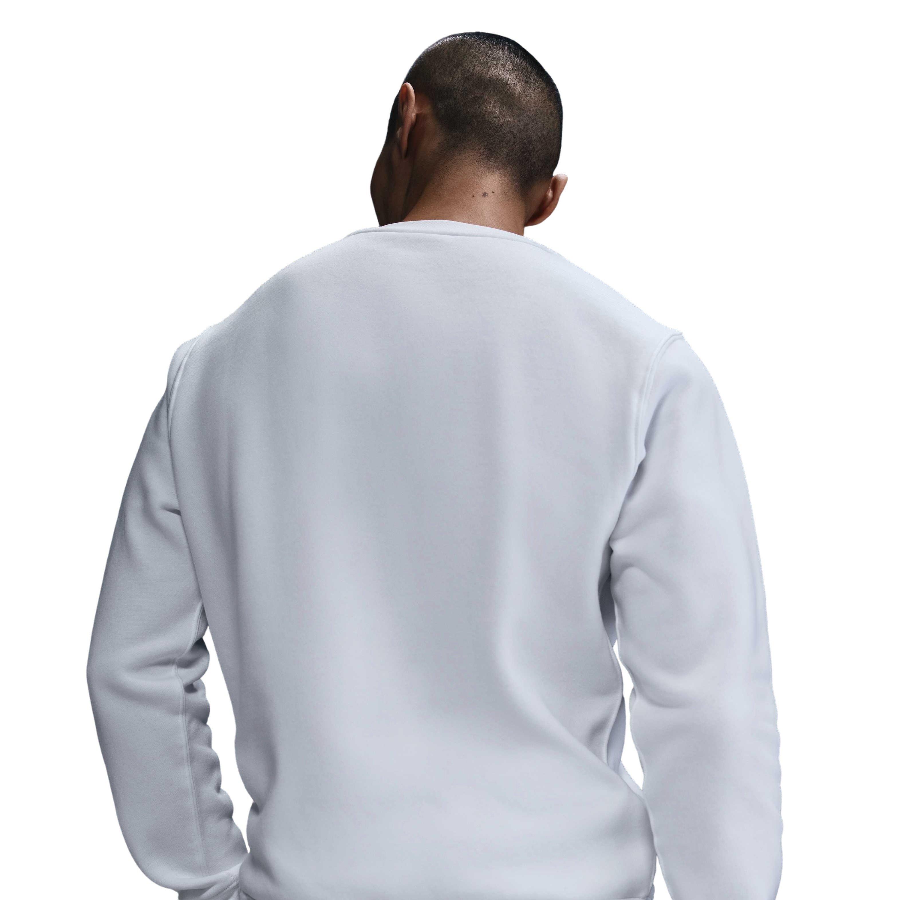 Nike Men's Club Brushed Fleece Crewneck Sweatshirt - WHITE Thumbnail View 2