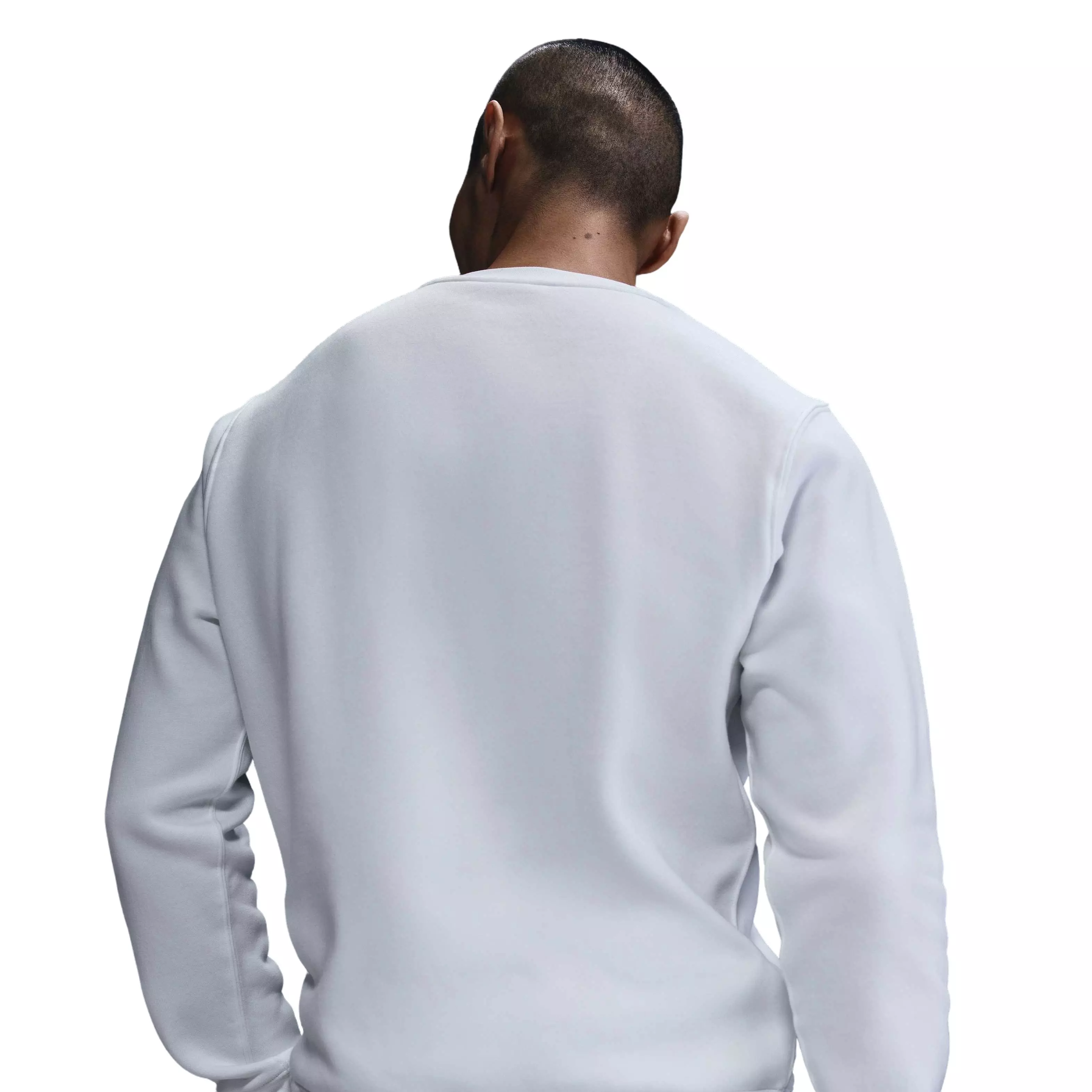 Nike Men's Club Brushed Fleece Crewneck Sweatshirt - WHITE