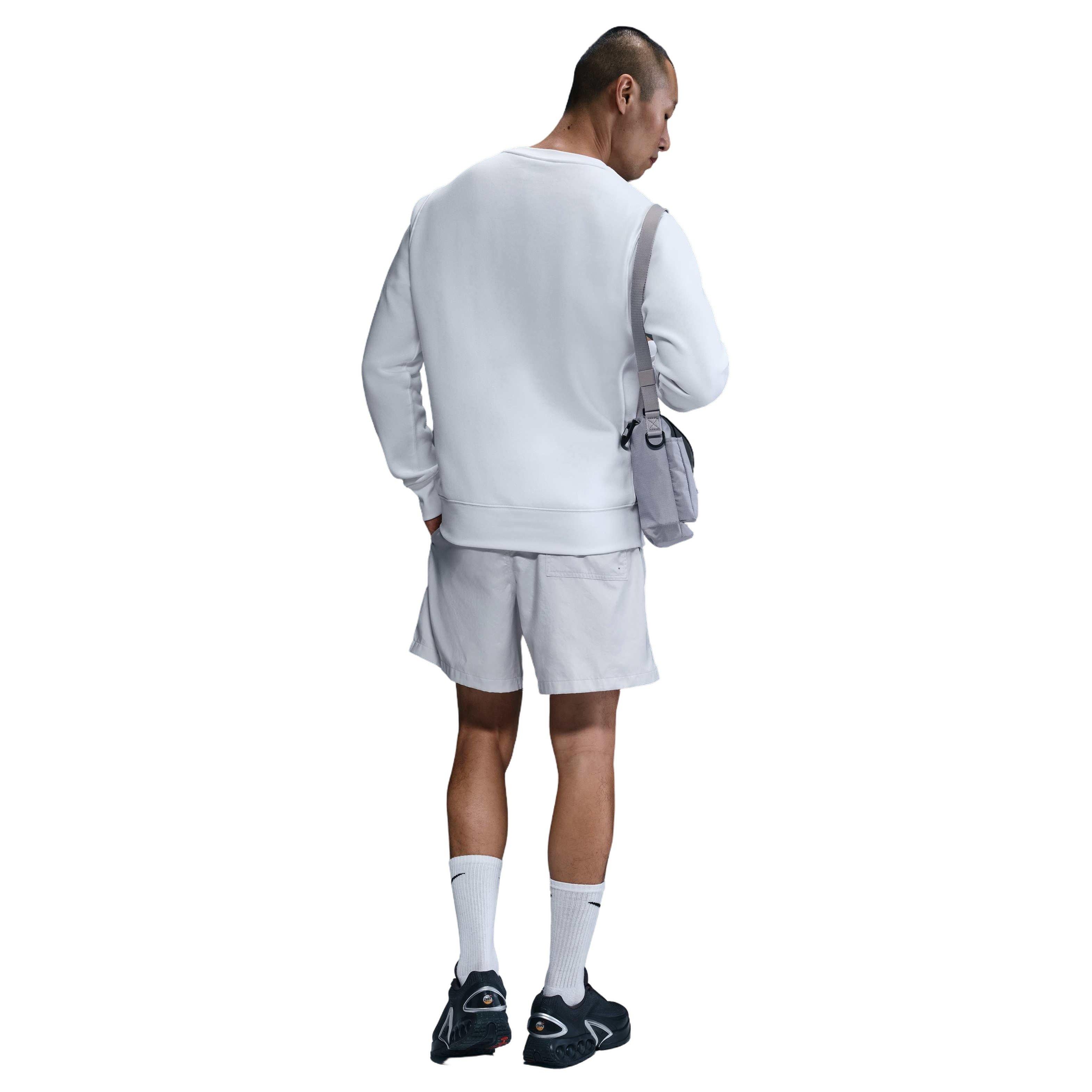 Nike Men's Club Brushed Fleece Crewneck Sweatshirt - WHITE Thumbnail View 5