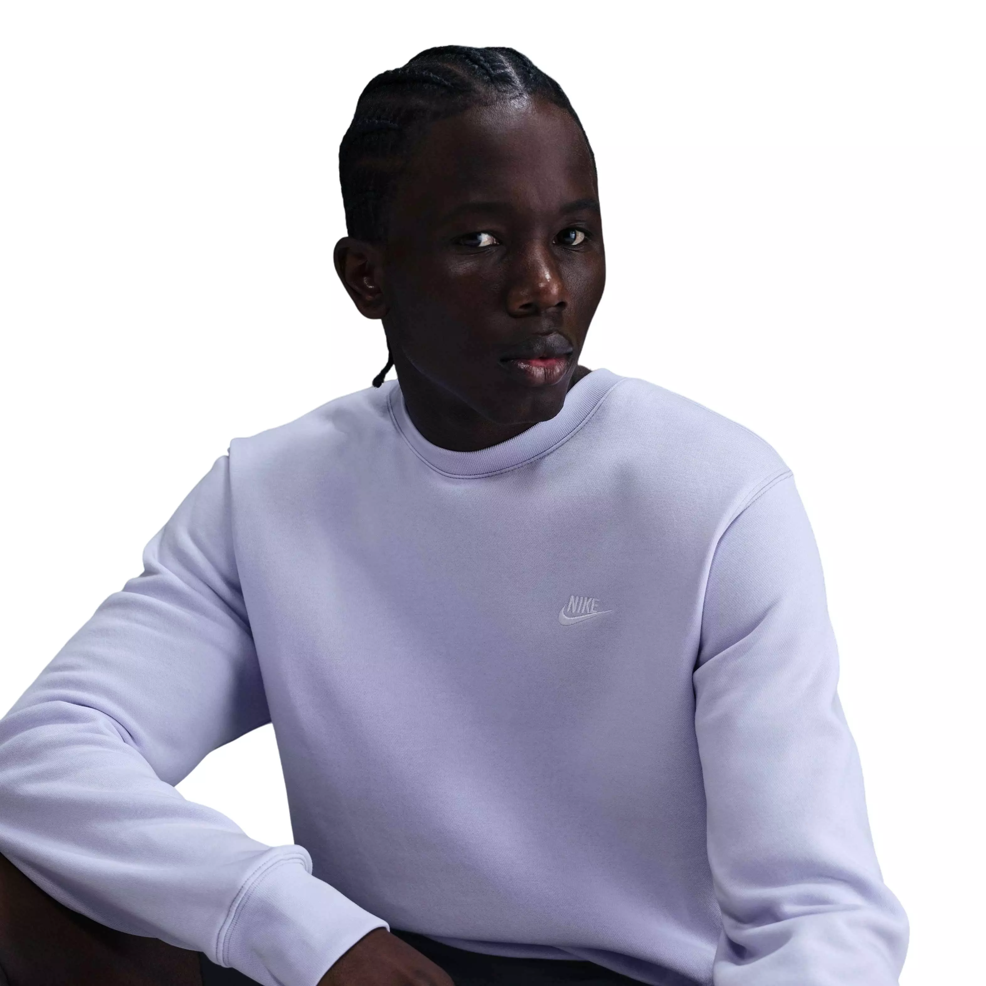 Nike Men's Club Brushed Fleece Crewneck Sweatshirt - PURPLE