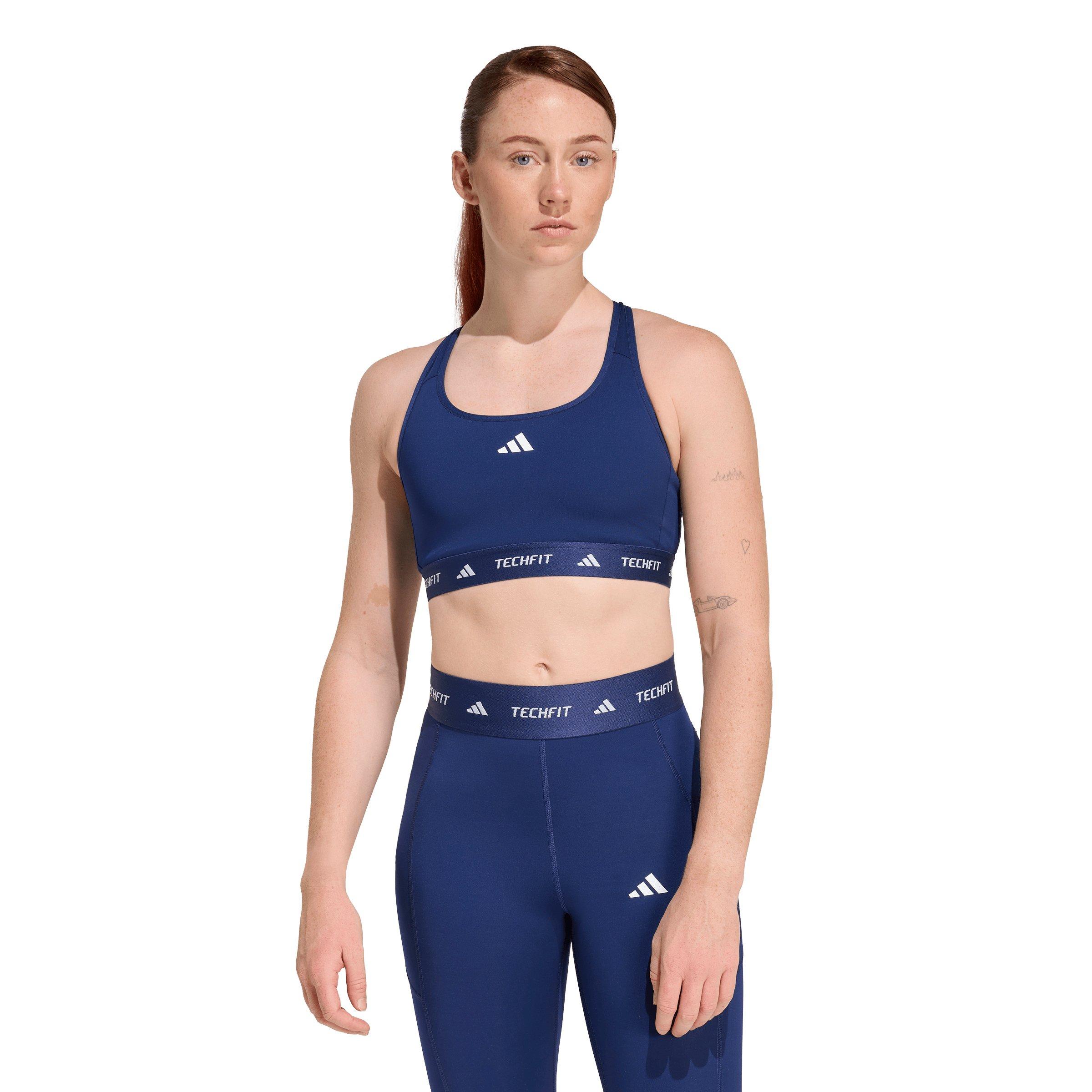 adidas Women's Medium Support TECHFIT Bra - Dark Blue - DK BLUE Thumbnail View 1