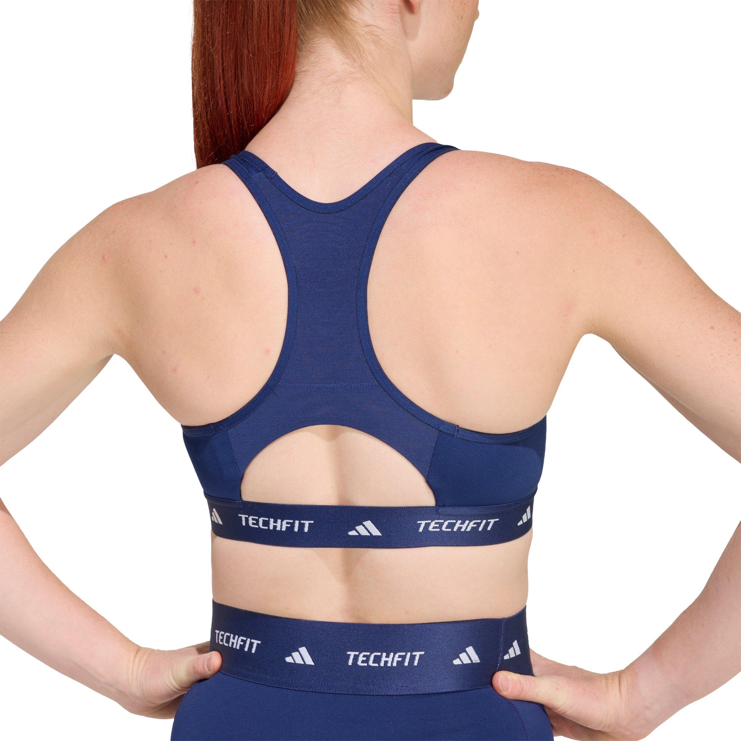 adidas Women's Medium Support TECHFIT Bra - Dark Blue - DK BLUE Thumbnail View 4