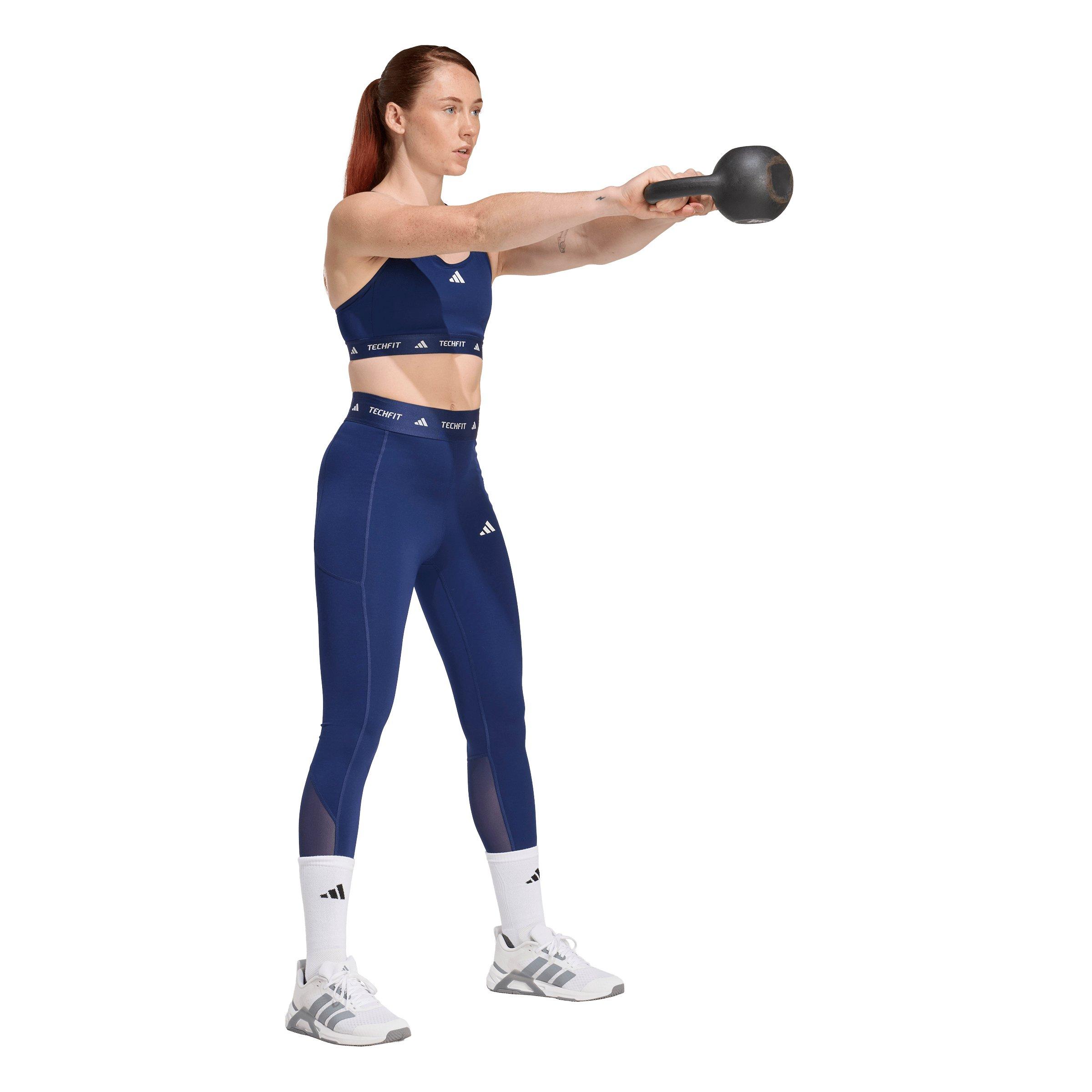 adidas Women's Medium Support TECHFIT Bra - Dark Blue - DK BLUE Thumbnail View 5