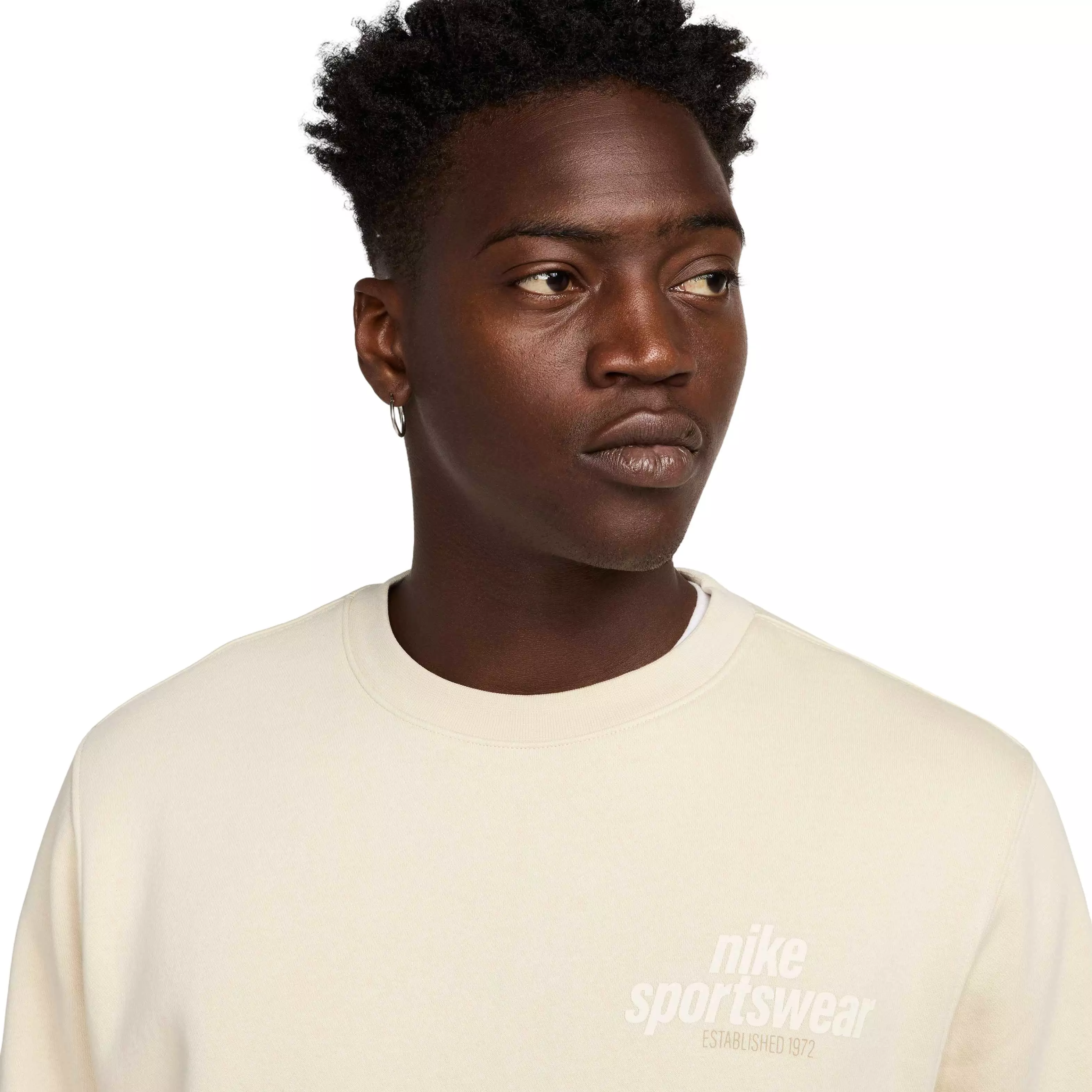 Nike Men's Club Sportswear BB Graphic Fleece Crew - LT KHAKI