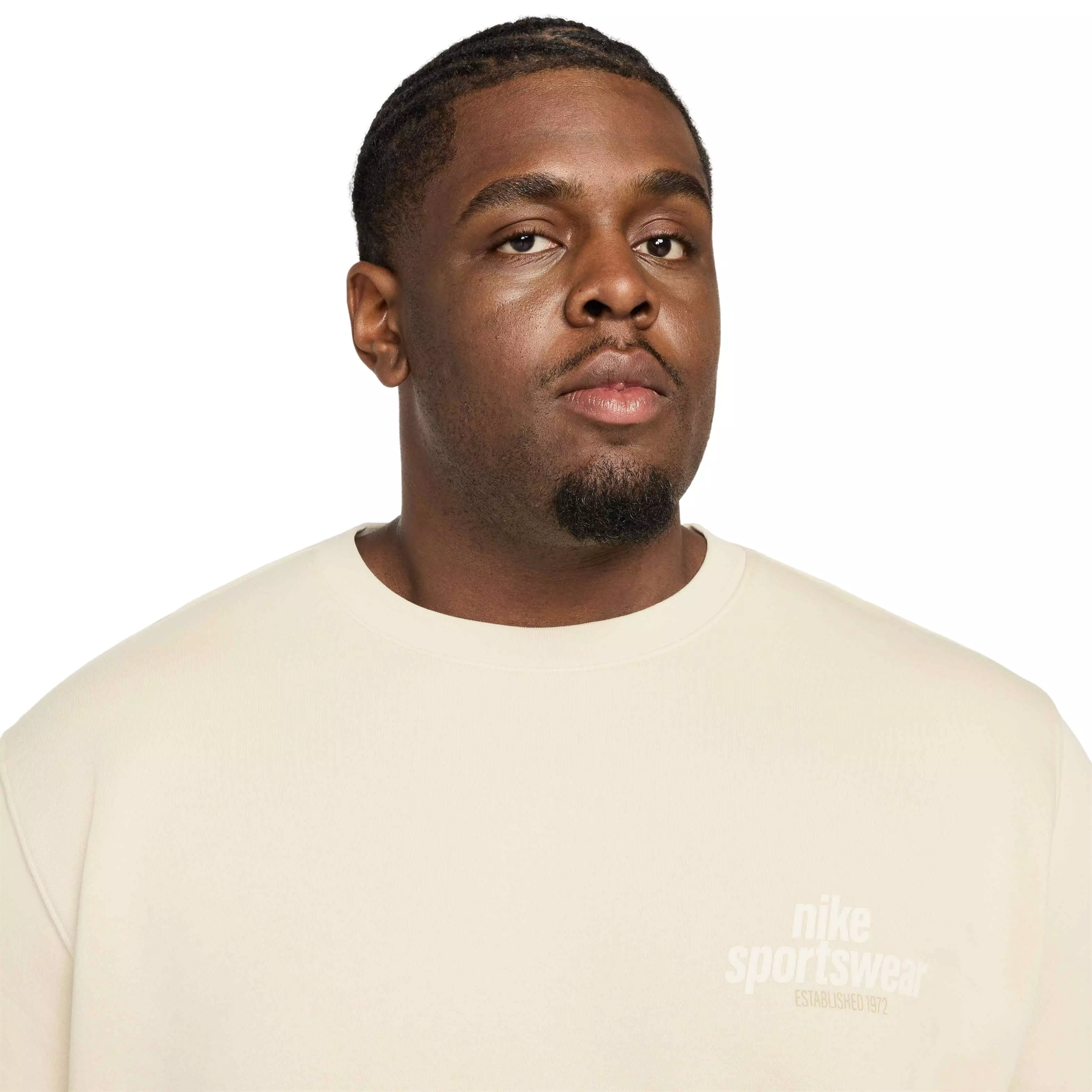 Nike Men's Club Sportswear BB Graphic Fleece Crew - LT KHAKI