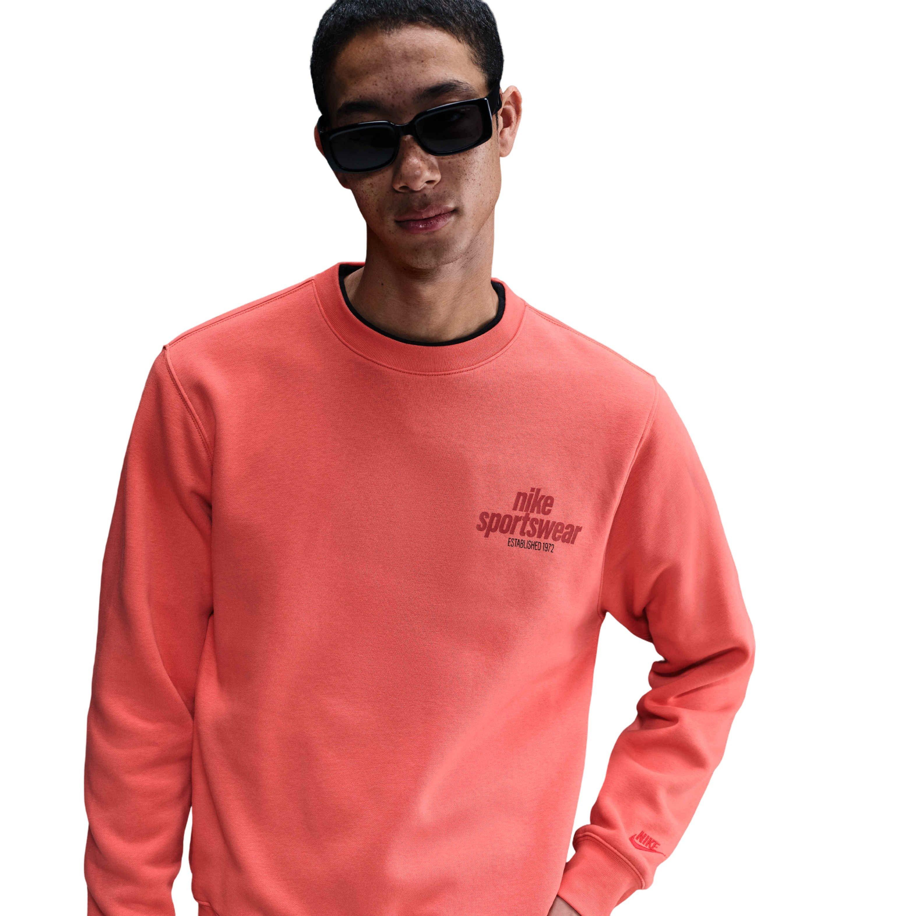 Nike Men's Club Sportswear BB Graphic Fleece Crew - ORANGE Thumbnail View 1