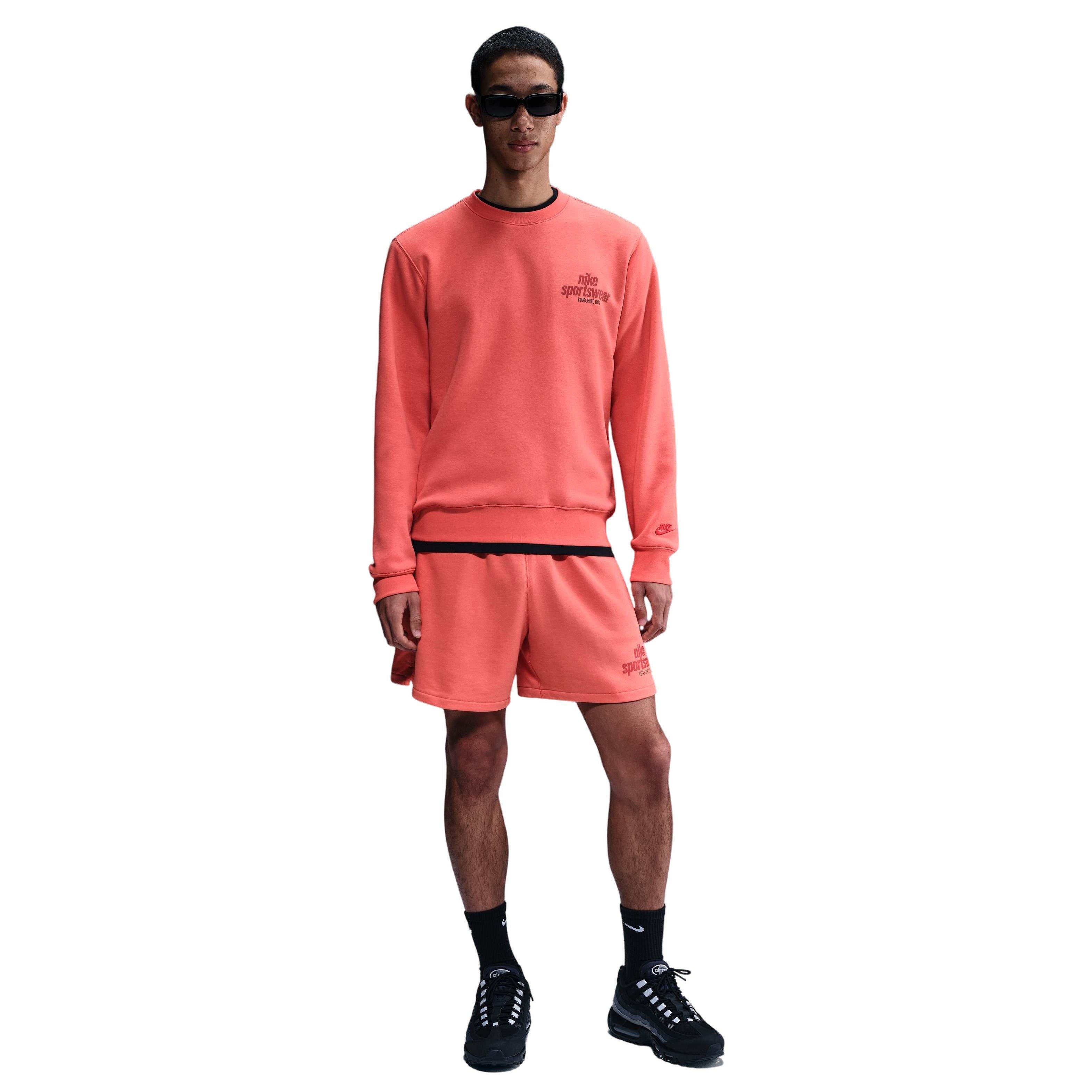 Nike Men's Club Sportswear BB Graphic Fleece Crew - ORANGE Thumbnail View 4