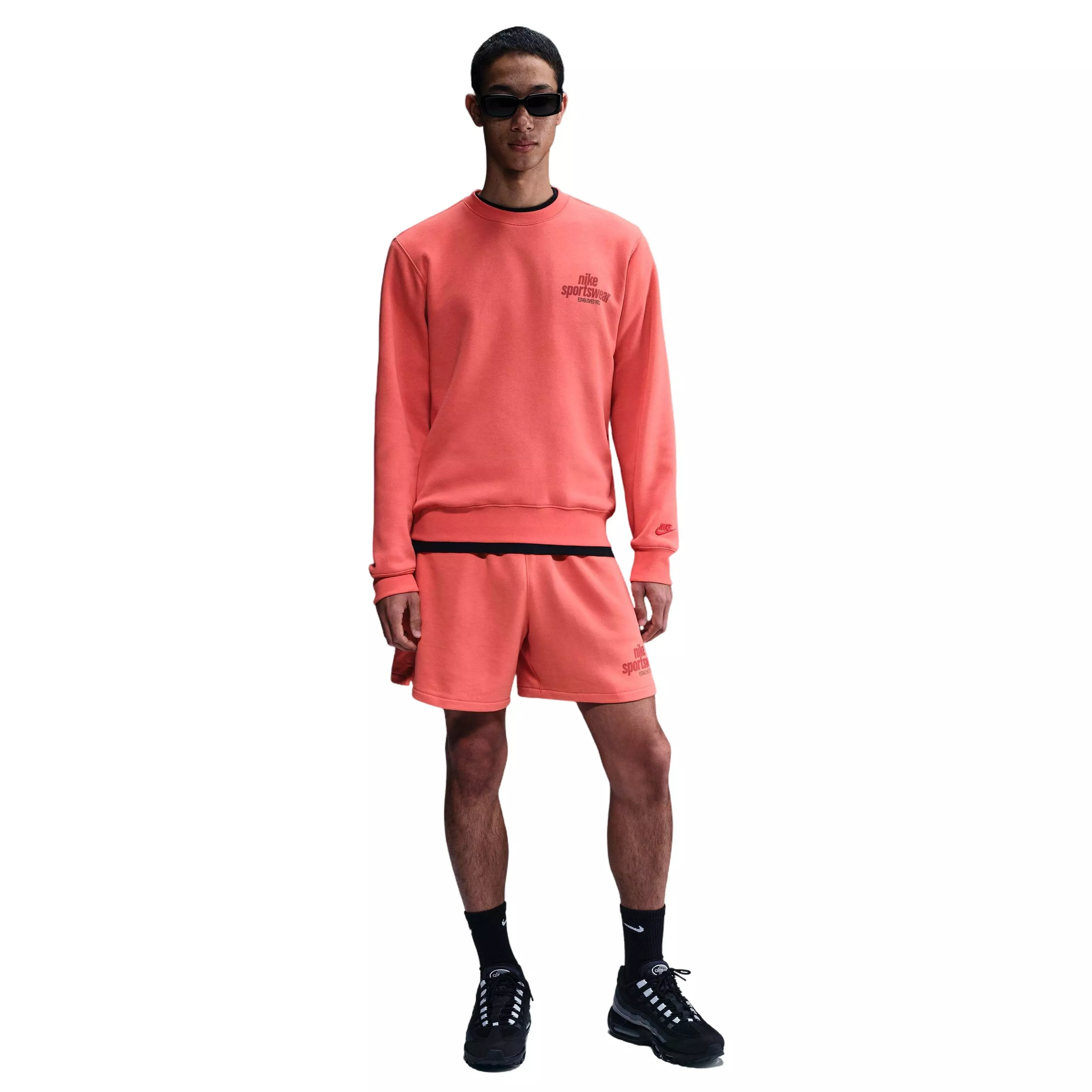 Nike Men's Club Sportswear BB Graphic Fleece Crew - ORANGE