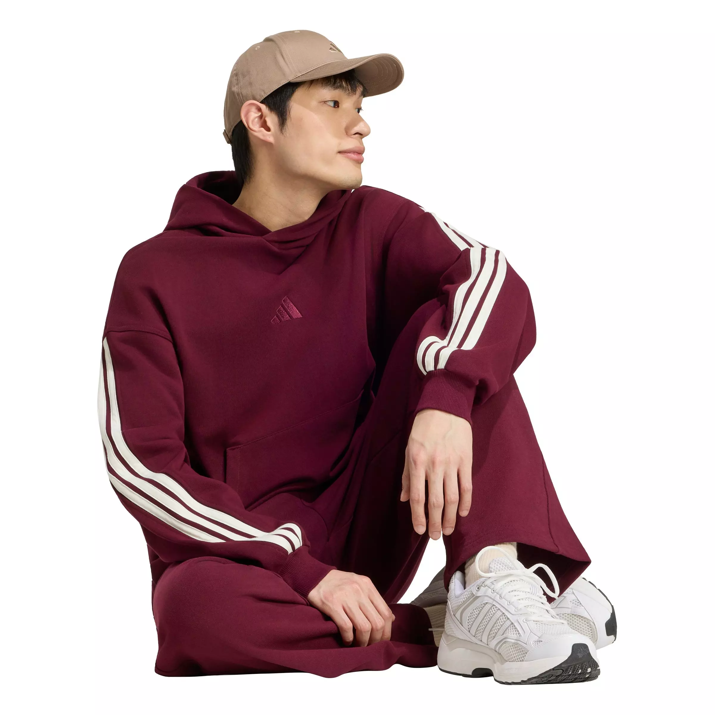 adidas Men's KIT Small Logo Wide Joggers - Maroon - MAROON