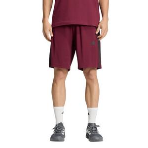 adidas Men's Workout Essentials Base 3-Stripes 9in Pique Short - Maroon - MAROON