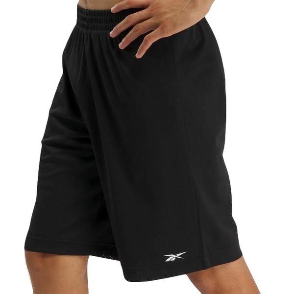 Reebok Men's Basketball Open-Hole Mesh Shorts -Black - BLACK Thumbnail View 3