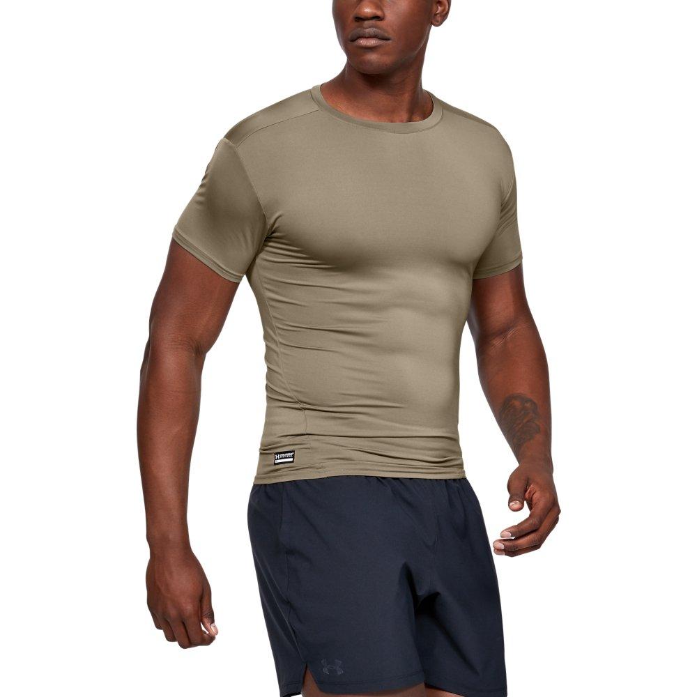 Under Armour Men's Tactical HeatGear Compression Short Sleeve Shirt - TAN Thumbnail View 1