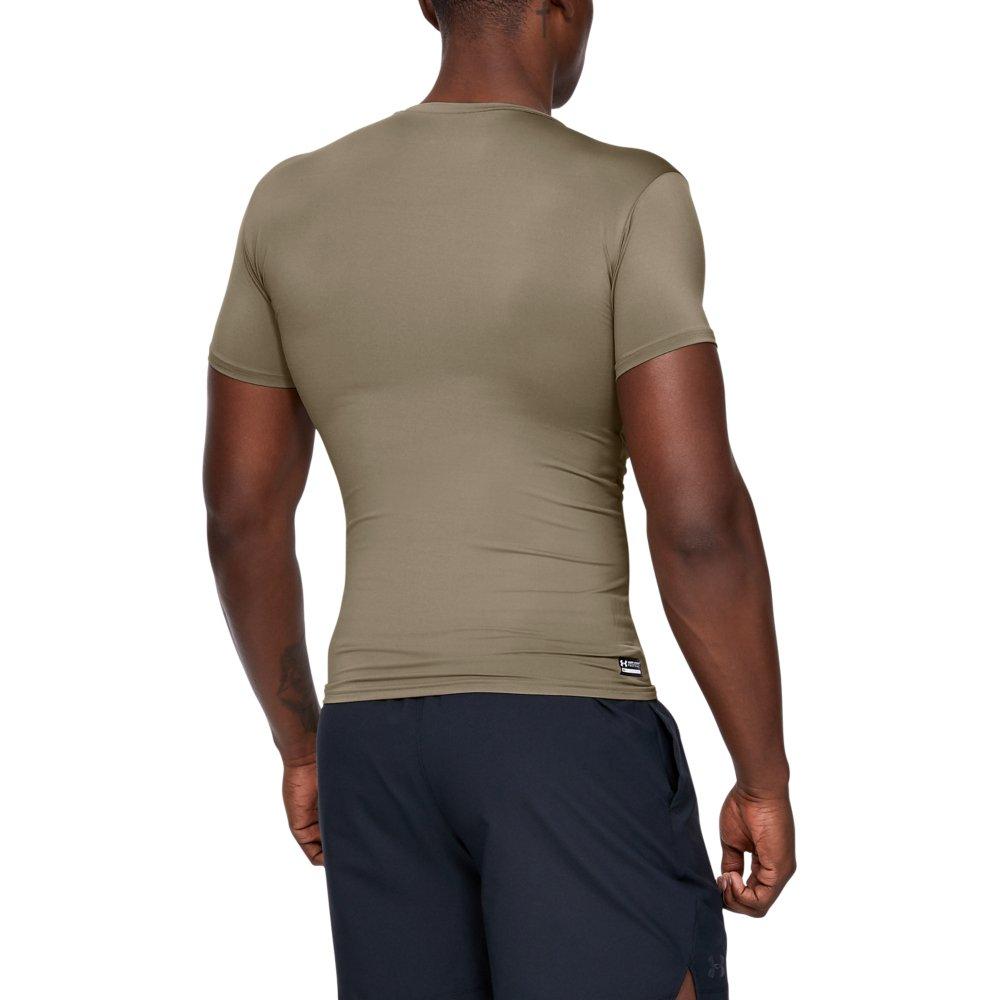 Under Armour Men's Tactical HeatGear Compression Short Sleeve Shirt - TAN Thumbnail View 2