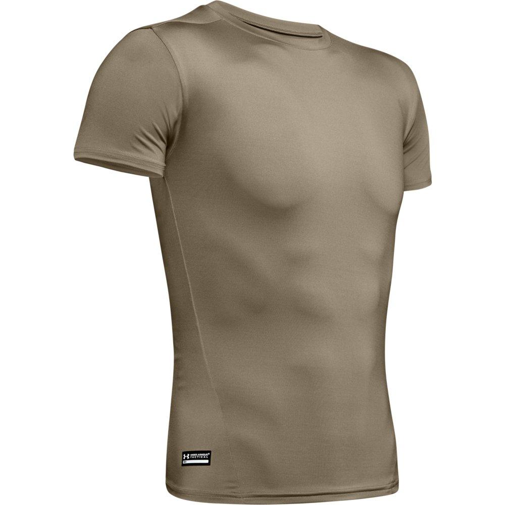 Under Armour Men's Tactical HeatGear Compression Short Sleeve Shirt - TAN Thumbnail View 4