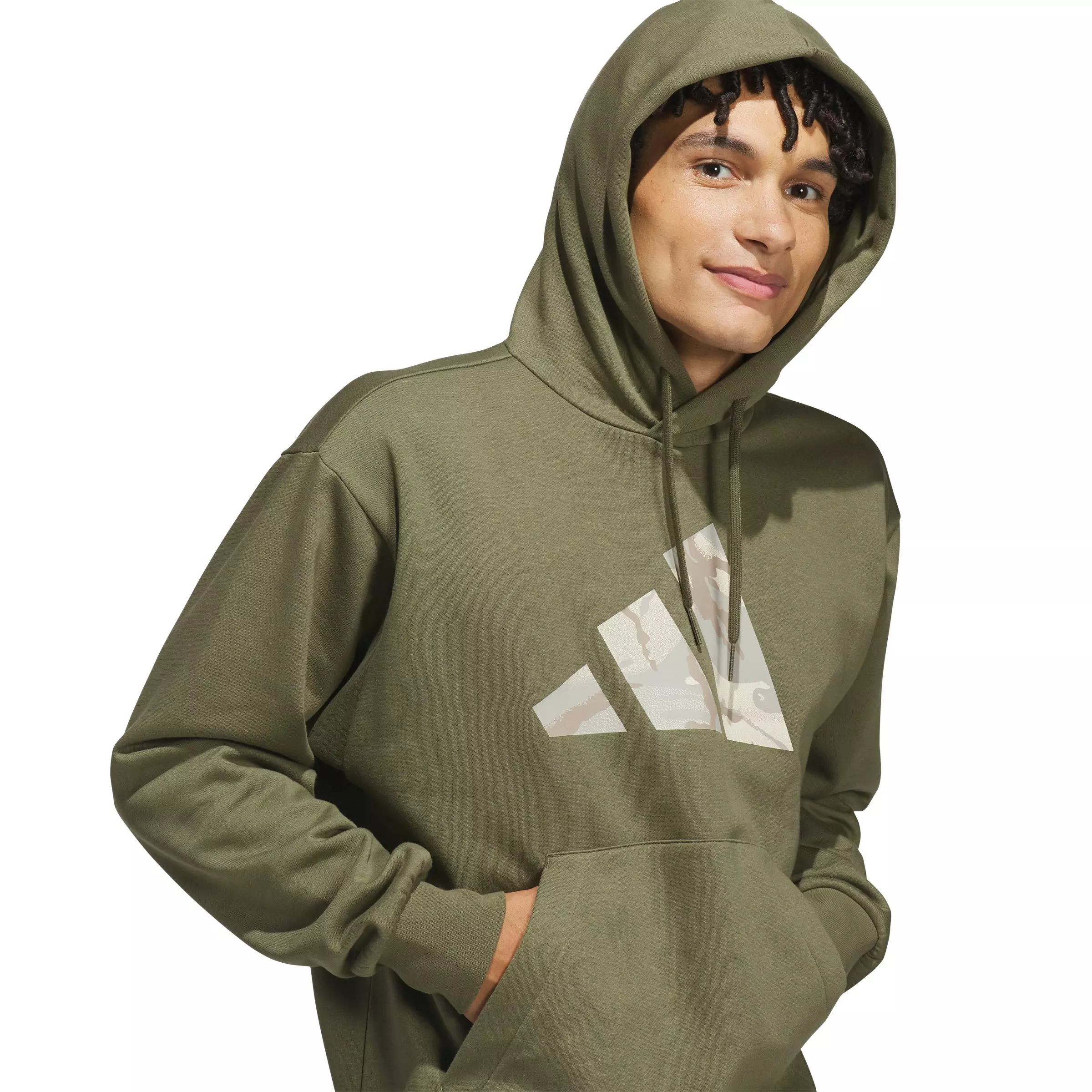 adidas Men's Camo Big Logo Graphic Hoodie - Olive - OLIVE