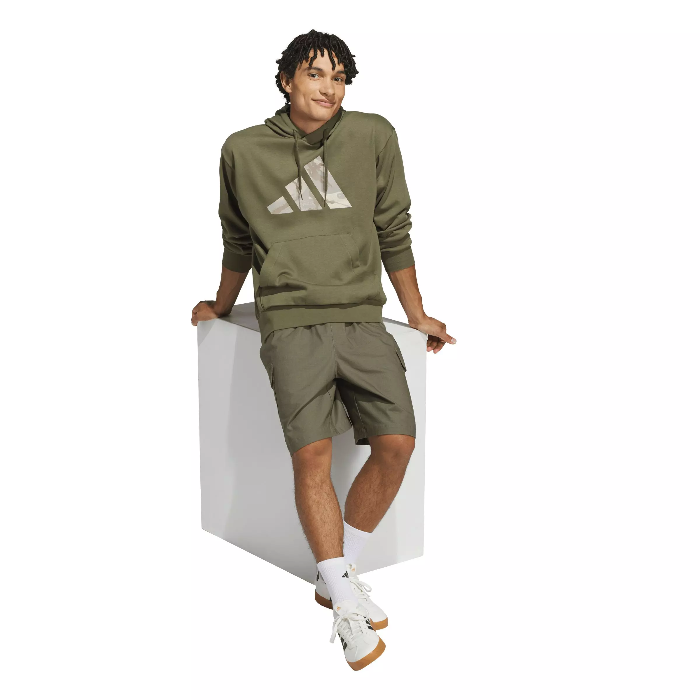 adidas Men's Camo Big Logo Graphic Hoodie - Olive - OLIVE