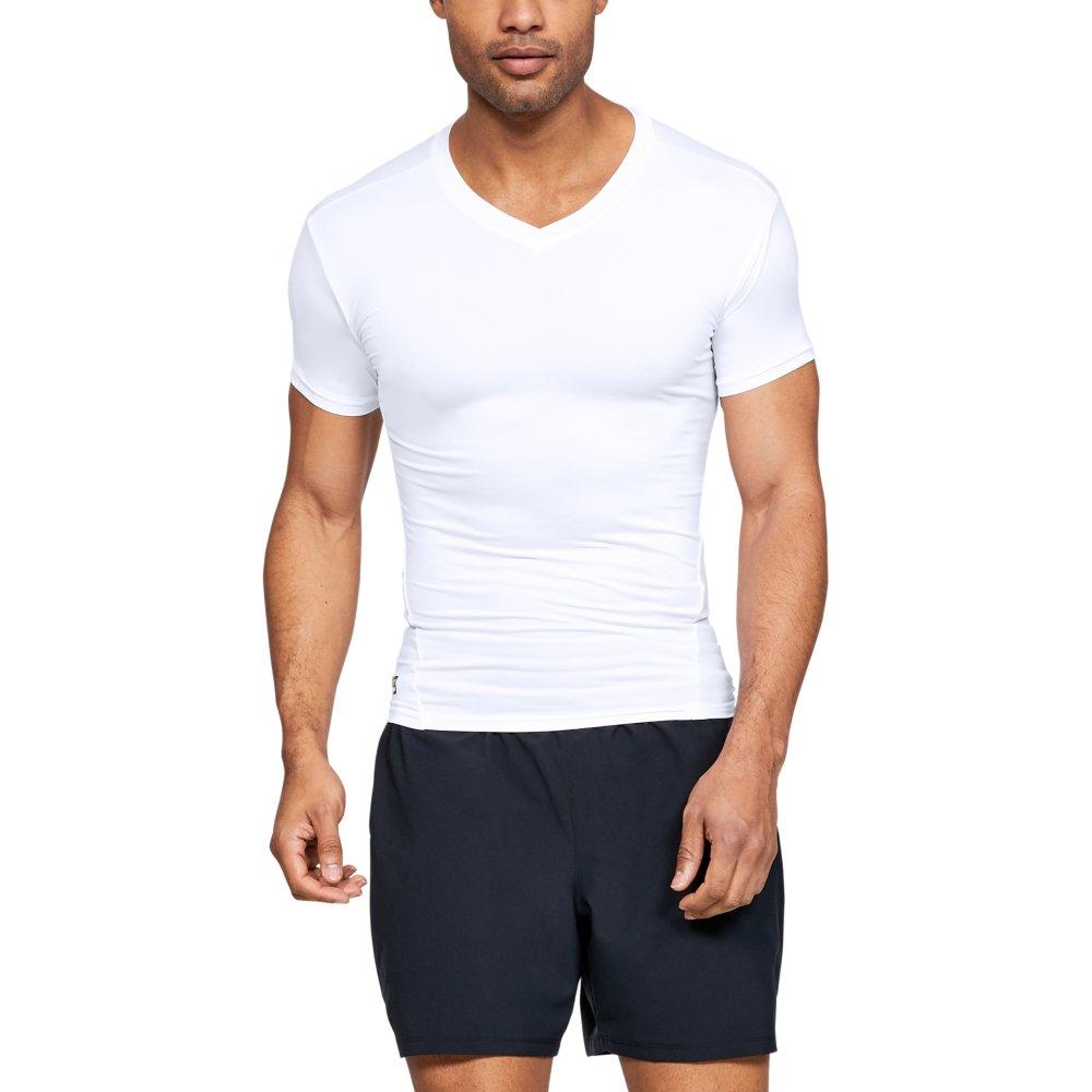 Under Armour Men's Tactical HeatGear Compression V-Neck T-Shirt - WHITE Thumbnail View 1
