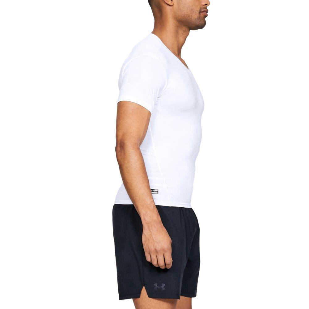 Under Armour Men's Tactical HeatGear Compression V-Neck T-Shirt - WHITE Thumbnail View 3
