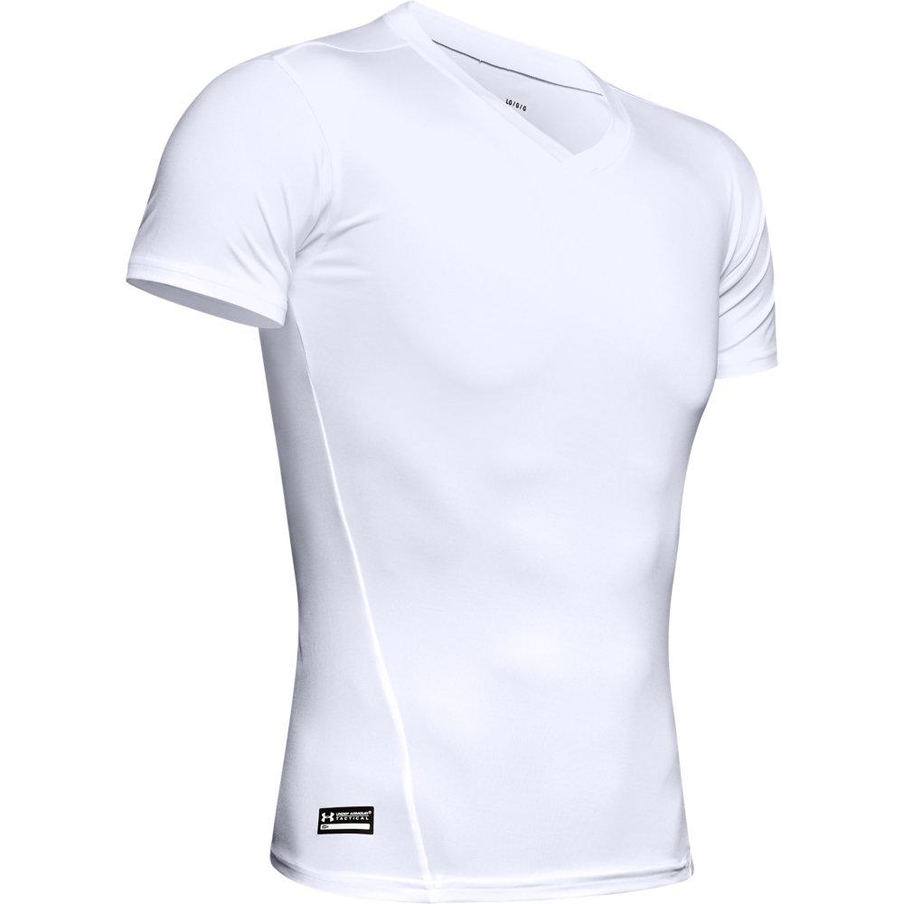 Under Armour Men's Tactical HeatGear Compression V-Neck T-Shirt - WHITE Thumbnail View 4