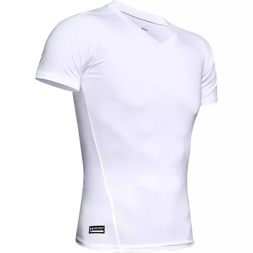Under Armour Men's Tactical HeatGear Compression V-Neck T-Shirt - WHITE