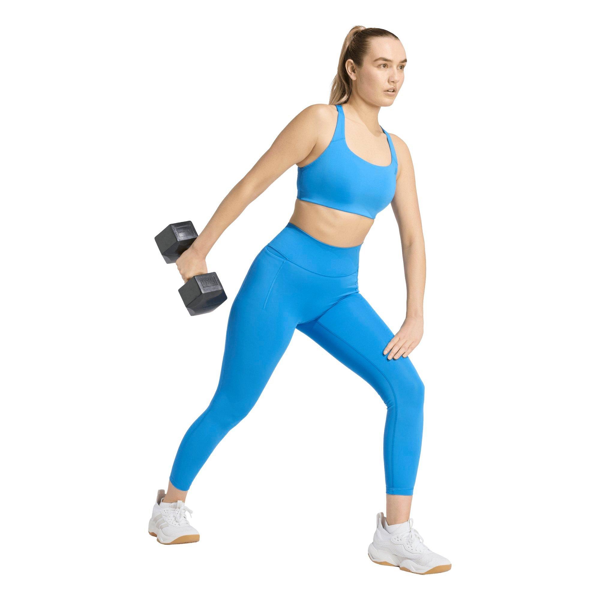 adidas Women's Optime Workout Medium Support Bra-Blue - BLUE Thumbnail View 2