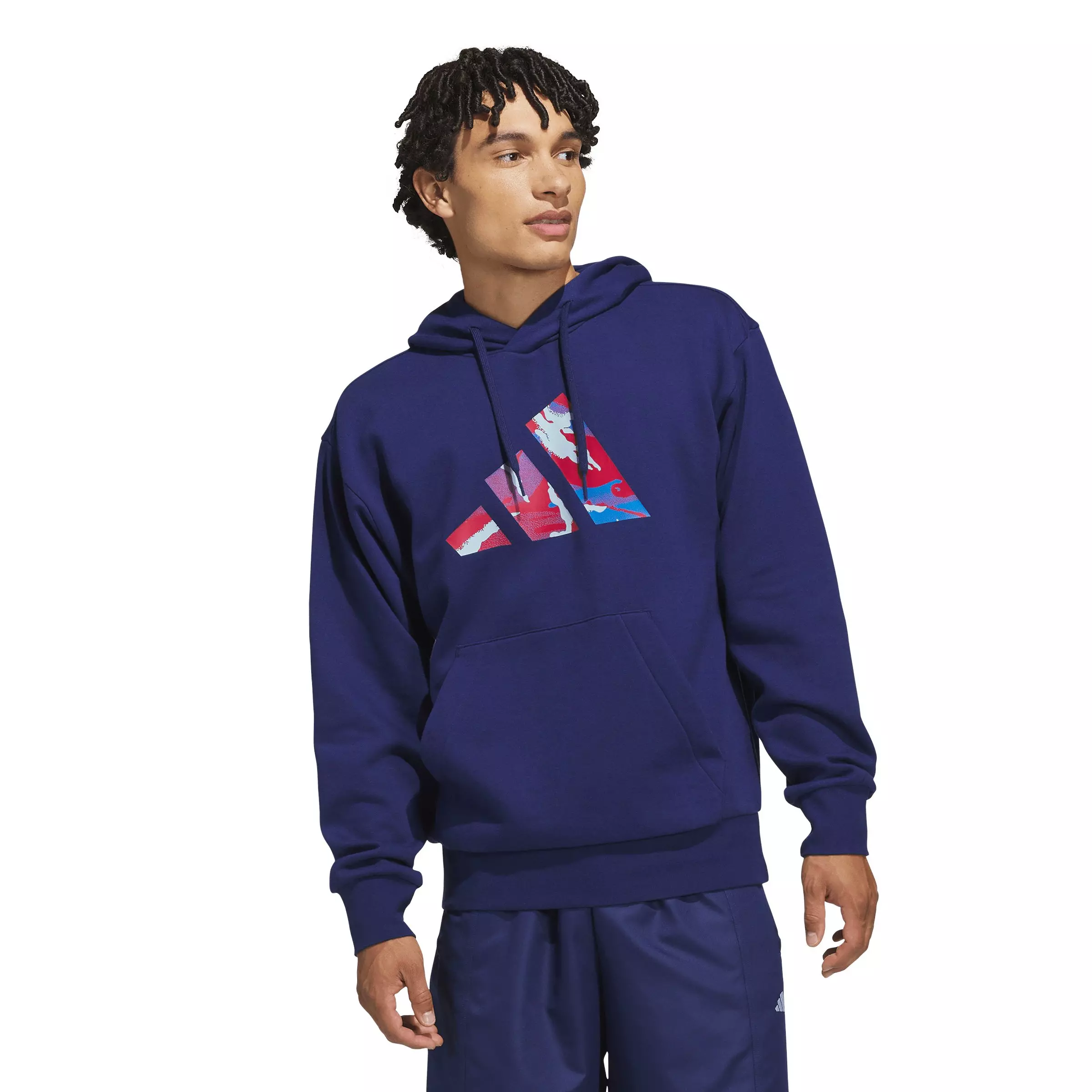 adidas Men's Camo Big Logo Graphic Hoodie - Dk Blue - DK BLUE