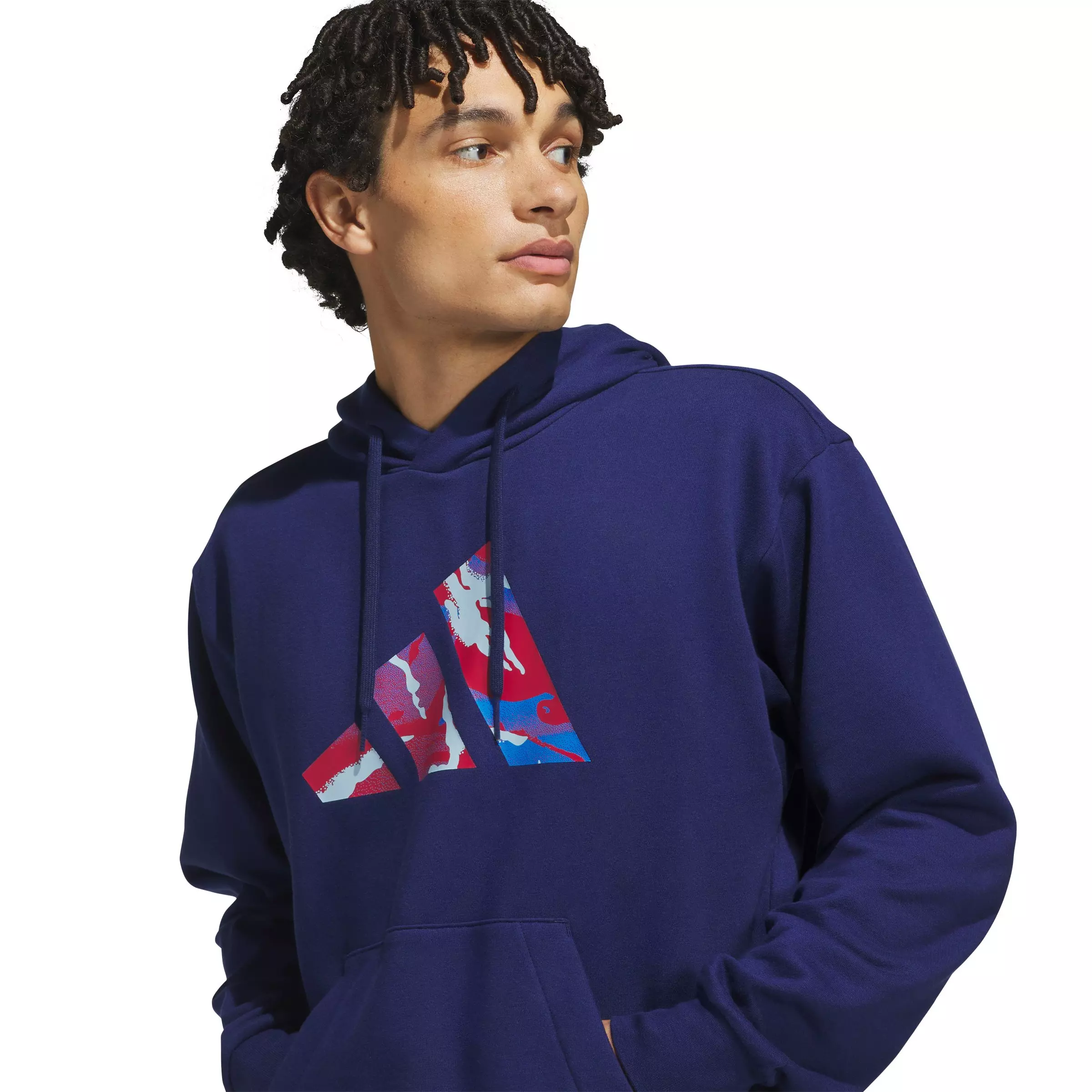 adidas Men's Camo Big Logo Graphic Hoodie - Dk Blue - DK BLUE