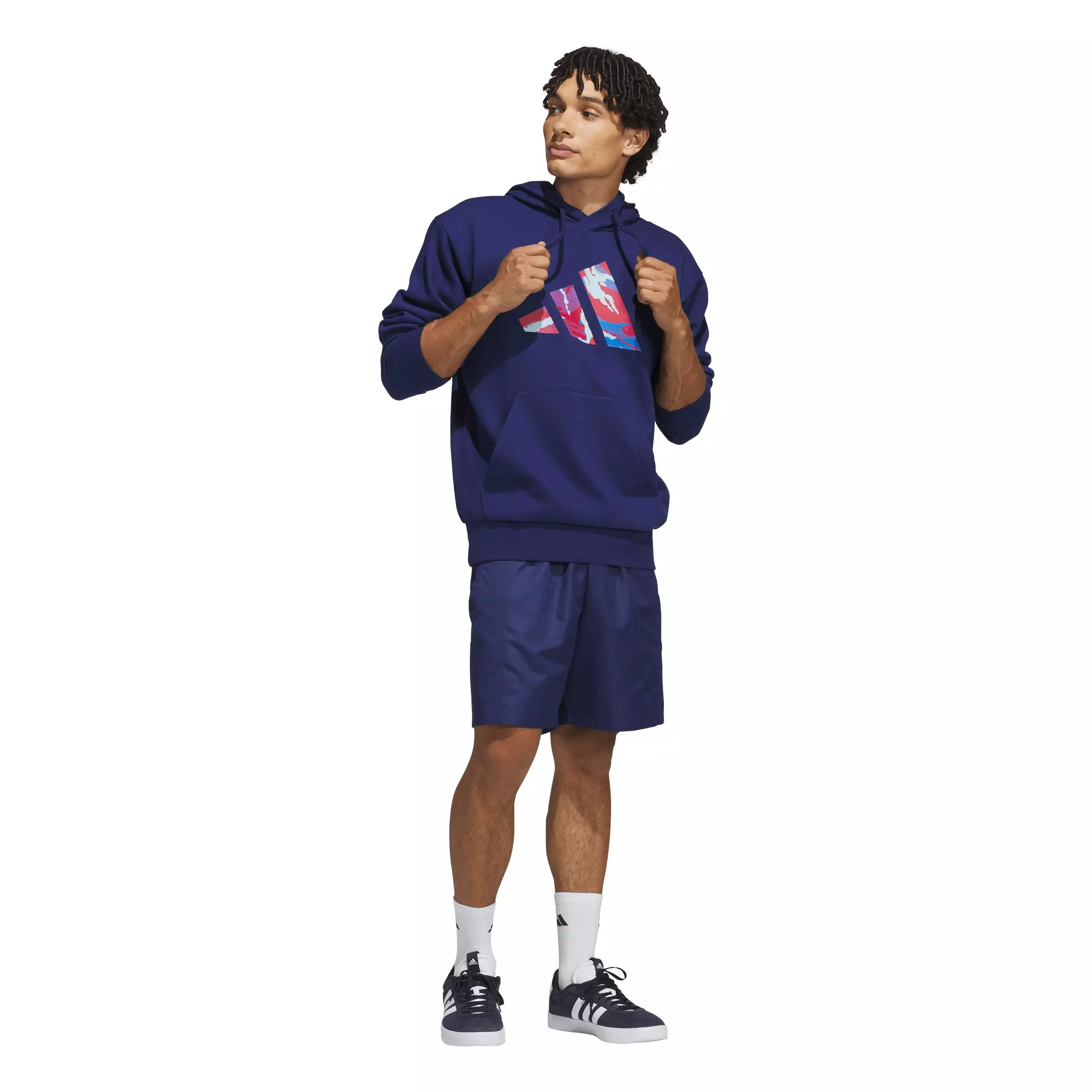 adidas Men's Camo Big Logo Graphic Hoodie - Dk Blue - DK BLUE