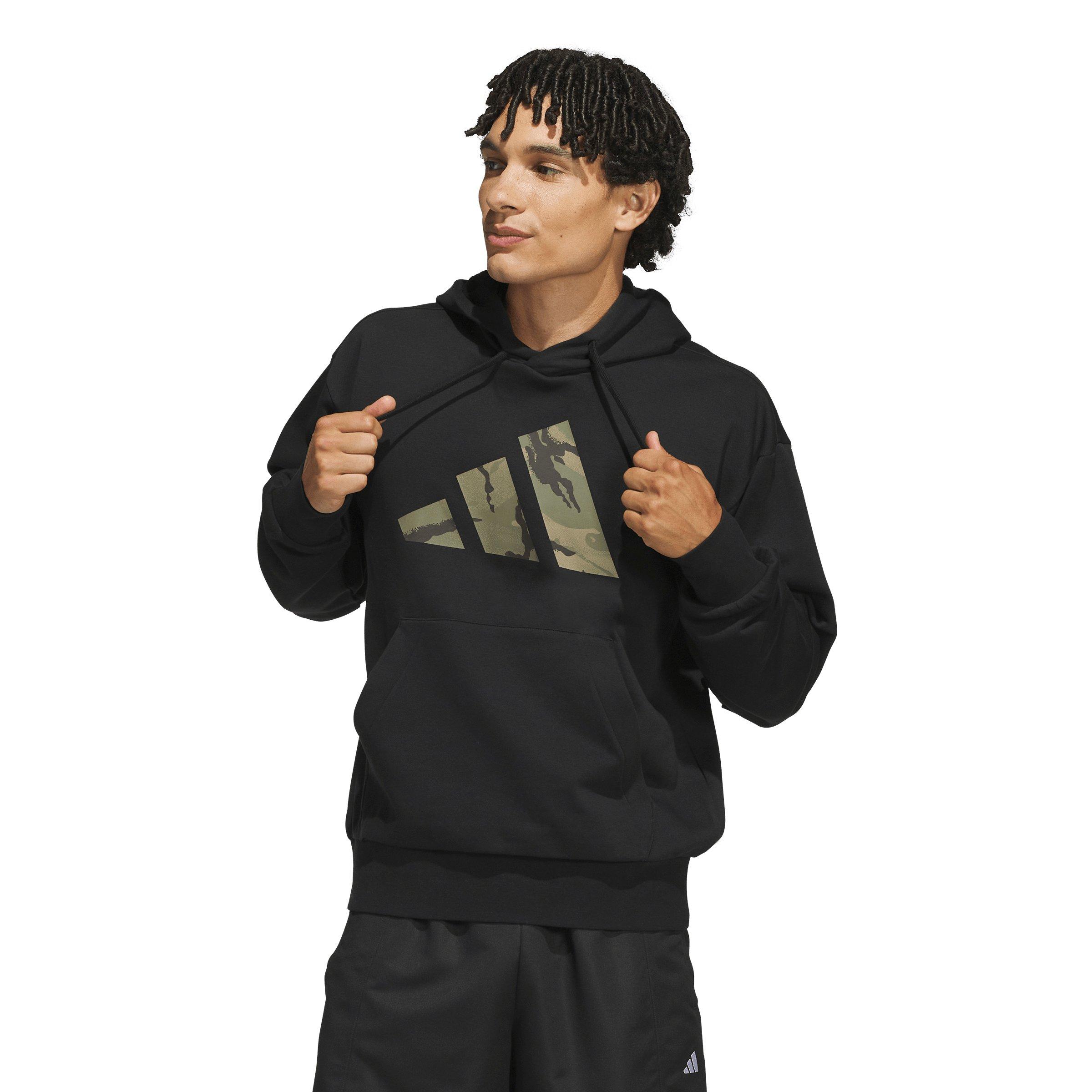 adidas Men's Camo Big Logo Graphic Hoodie - Black - BLACK