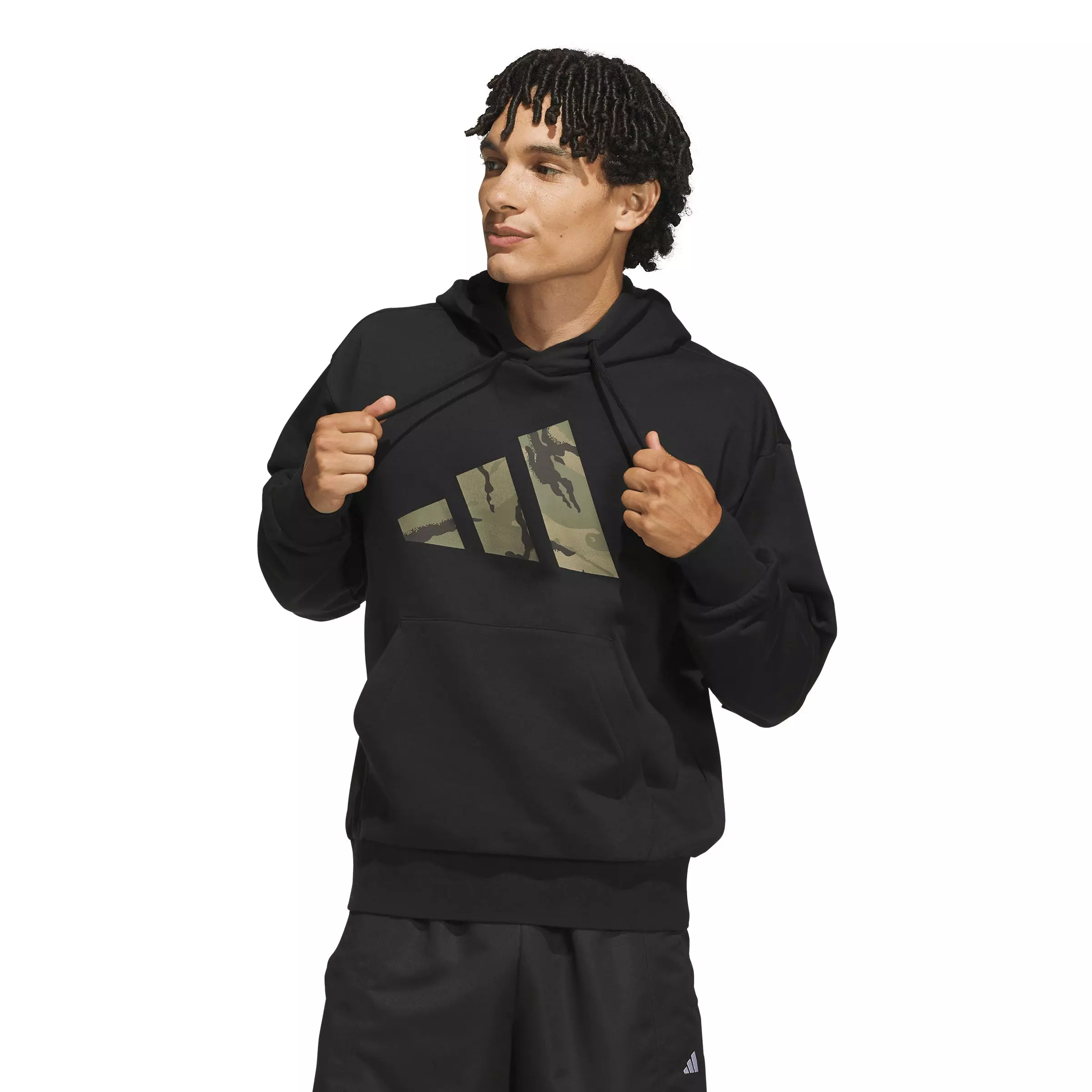 adidas Men's Camo Big Logo Graphic Hoodie - Black - BLACK