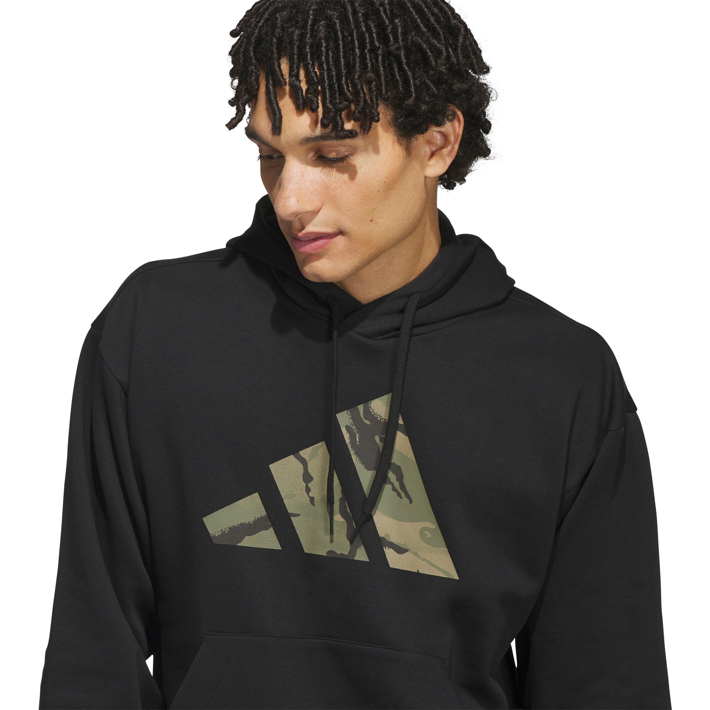 adidas Men's Camo Big Logo Graphic Hoodie - Black - BLACK