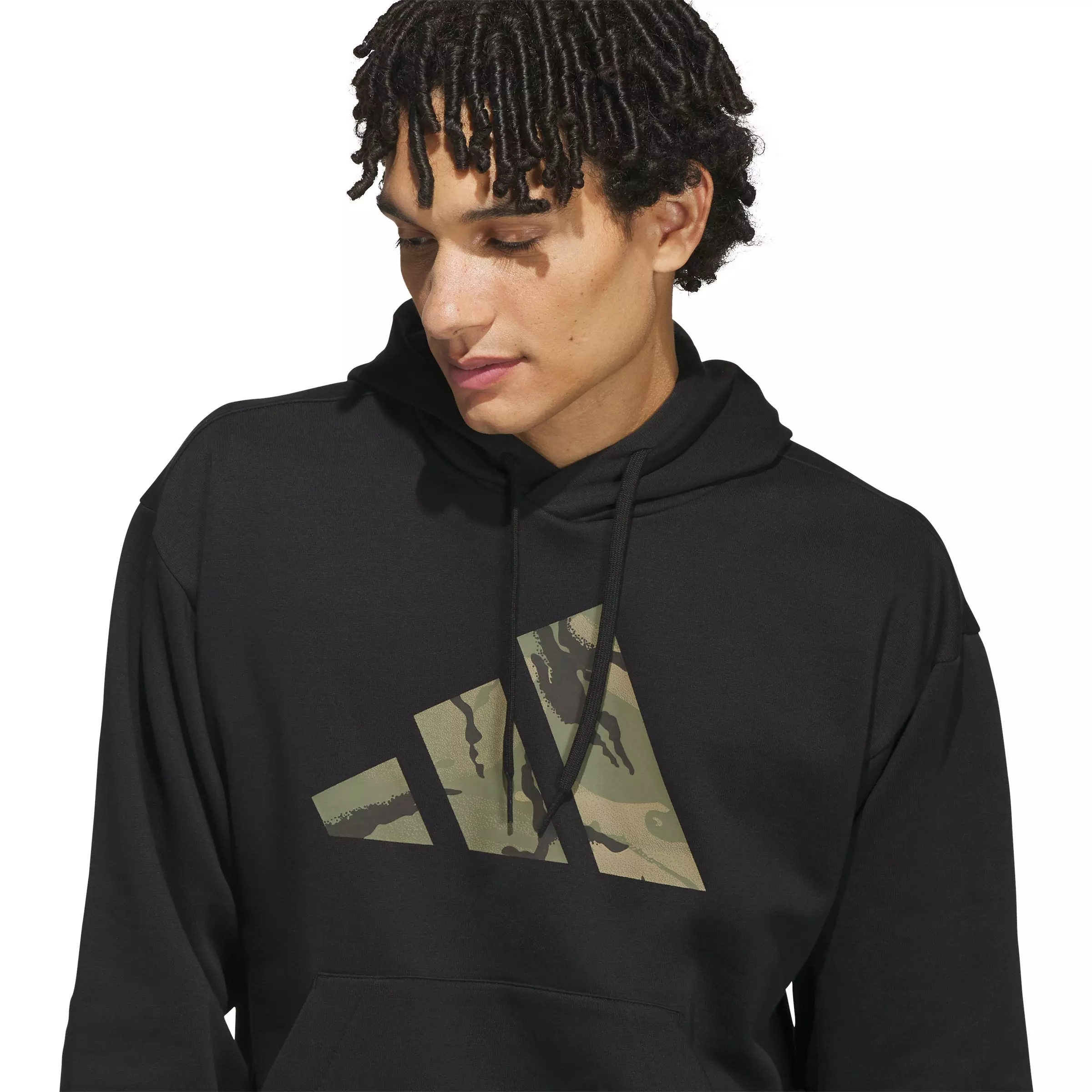 adidas Men's Camo Big Logo Graphic Hoodie - Black - BLACK