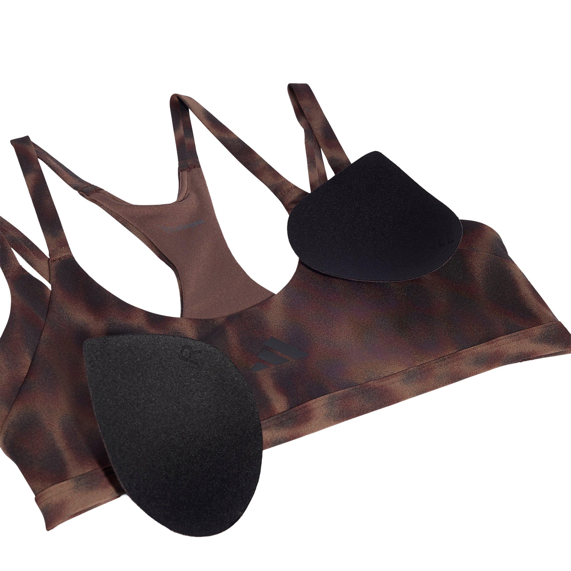 adidas Women's Optime Leopard Strappy Light Support Bra - Brown - BROWN Thumbnail View 5