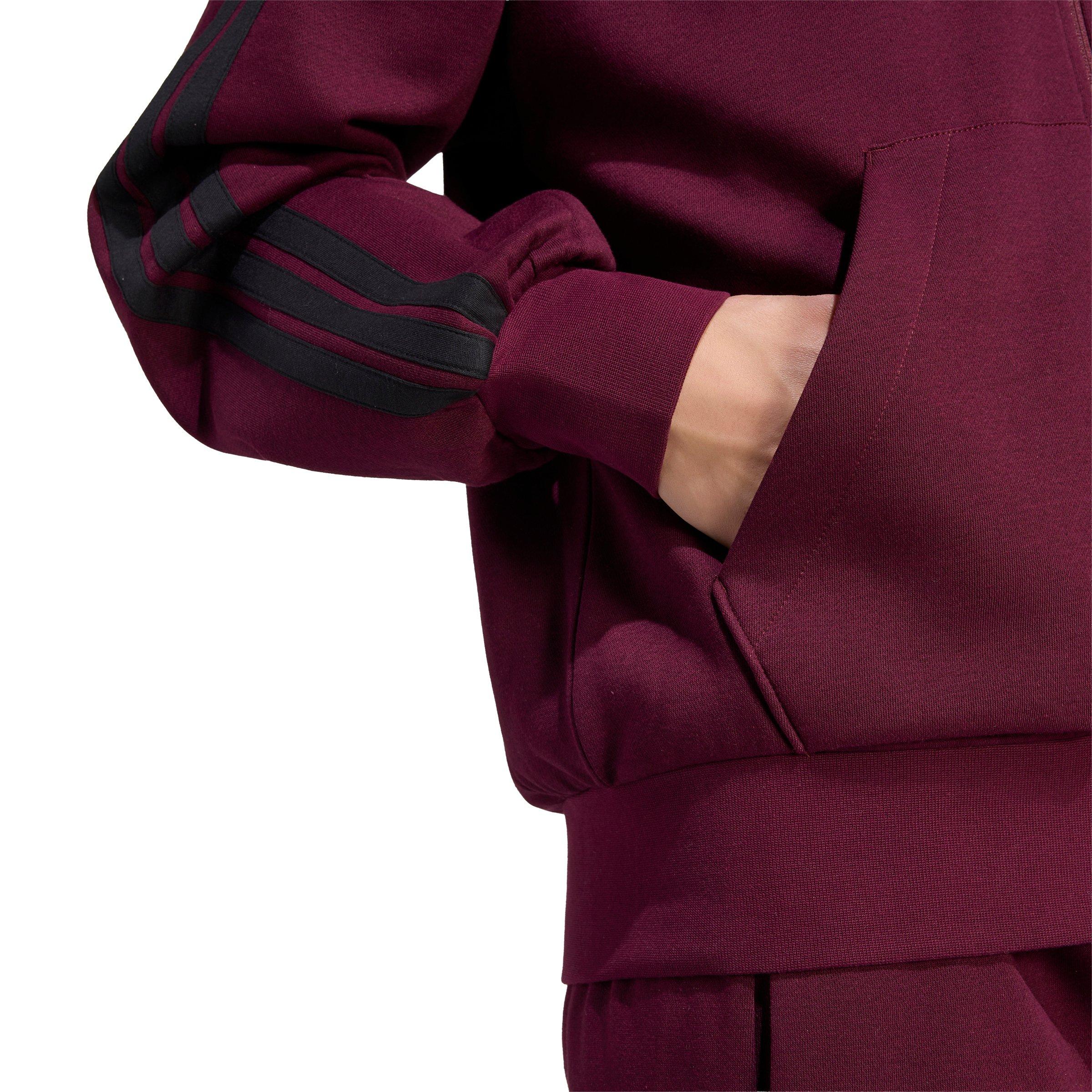 adidas Men's Essentials 3-Stripes Fleece Hoodie - Maroon - MAROON