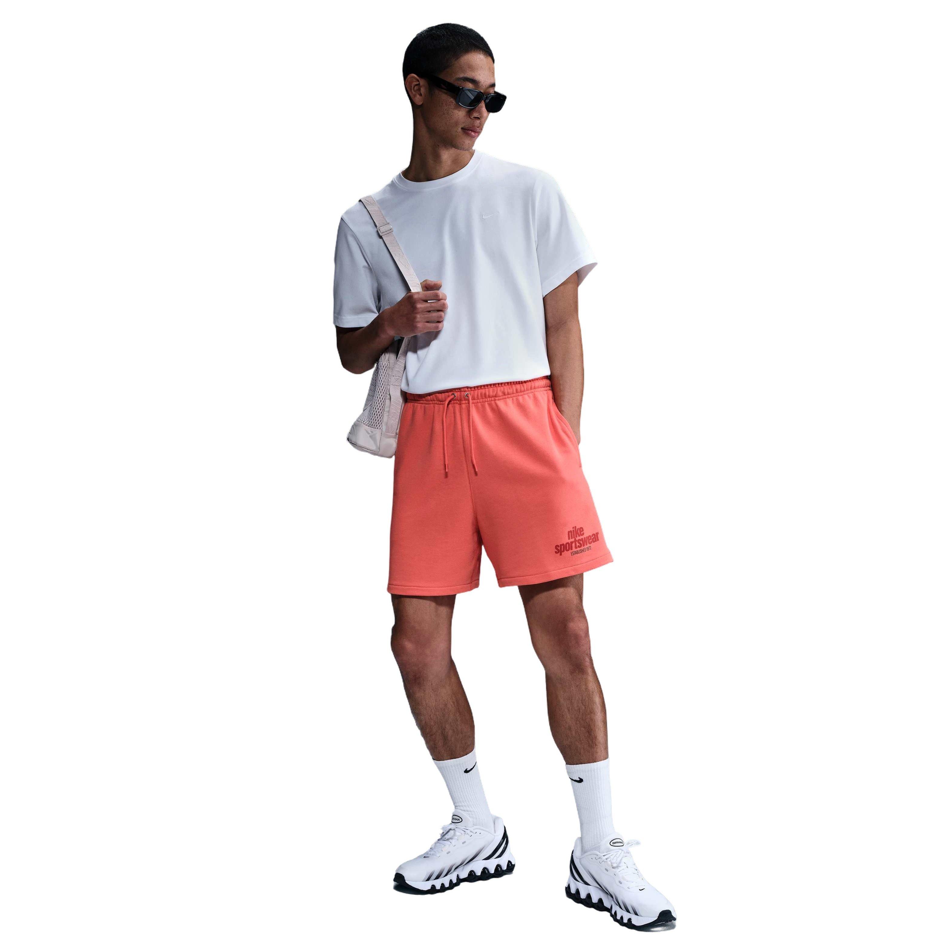 Nike Men's Club French Terry Relaxed Flow Shorts - ORANGE Thumbnail View 1