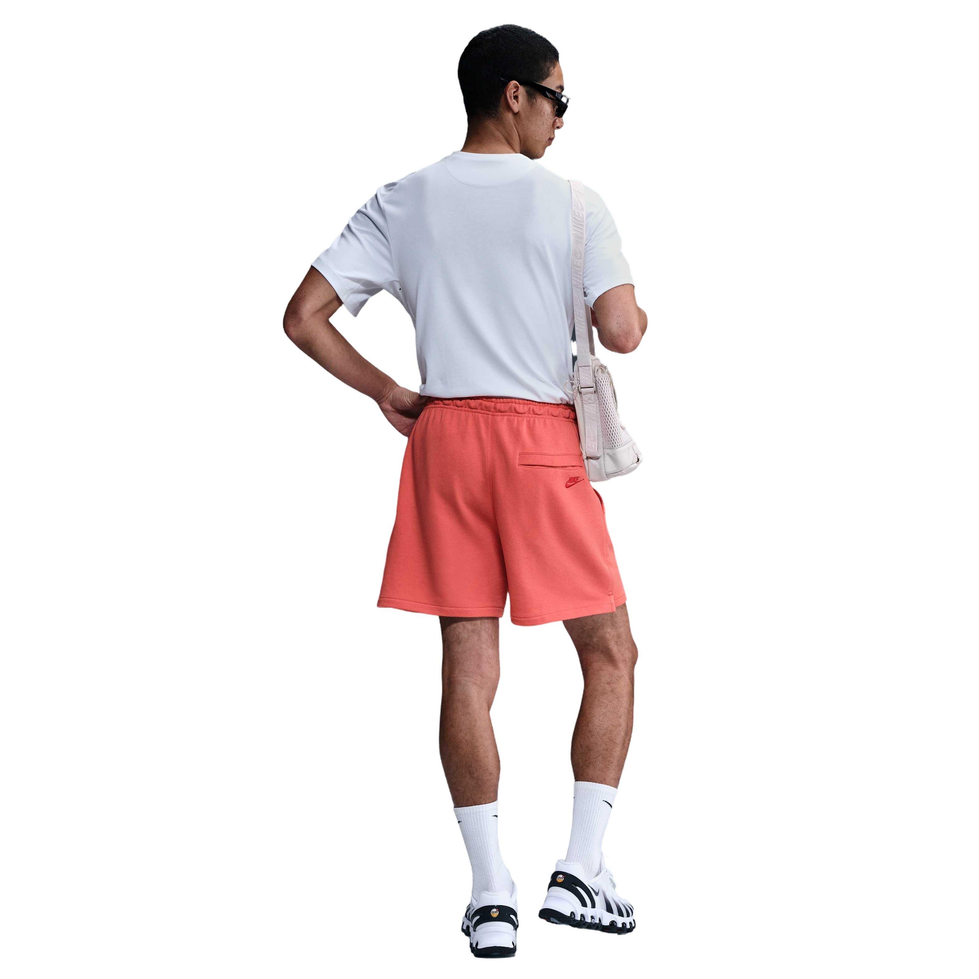 Nike Men's Club French Terry Relaxed Flow Shorts - ORANGE Thumbnail View 2