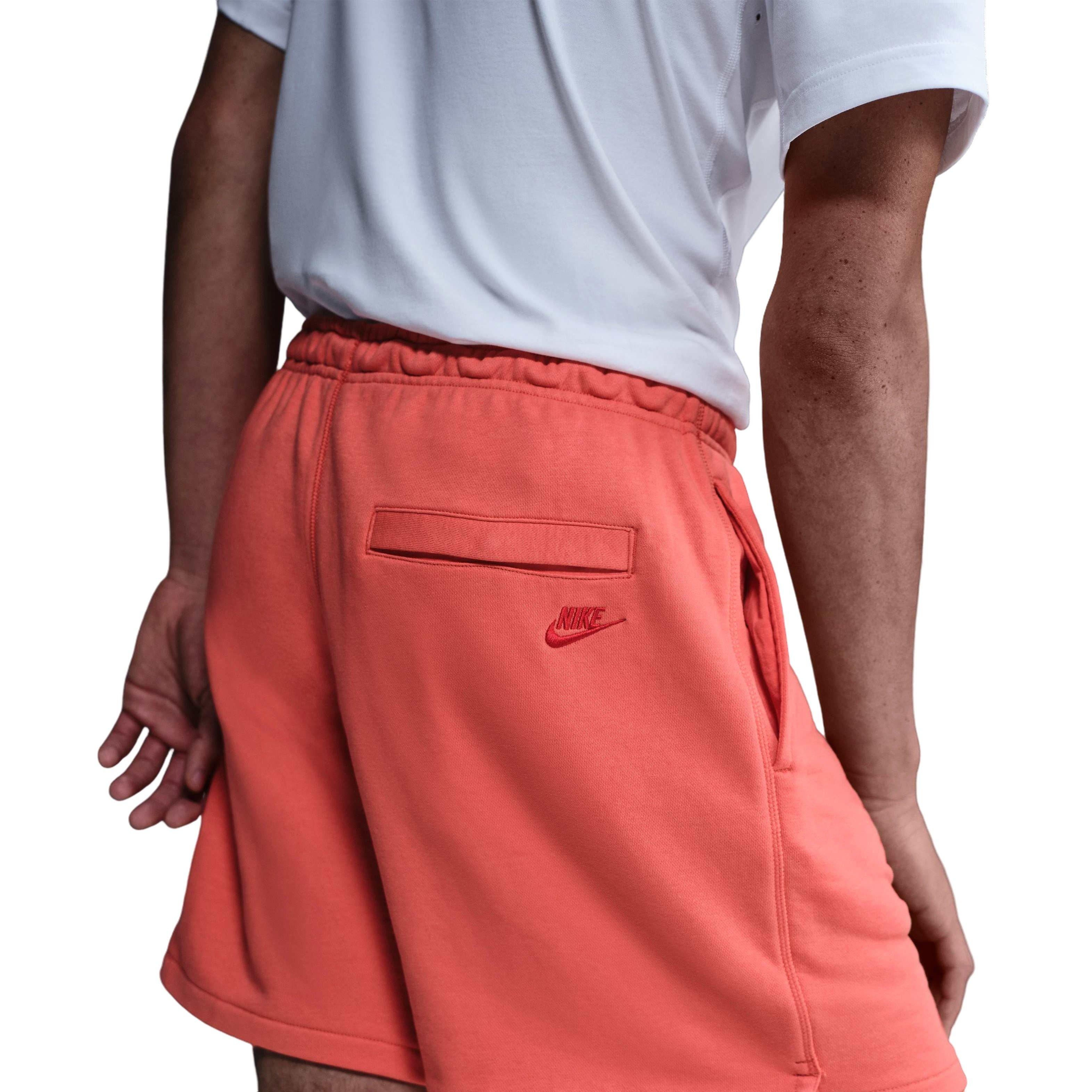 Nike Men's Club French Terry Relaxed Flow Shorts - ORANGE Thumbnail View 4