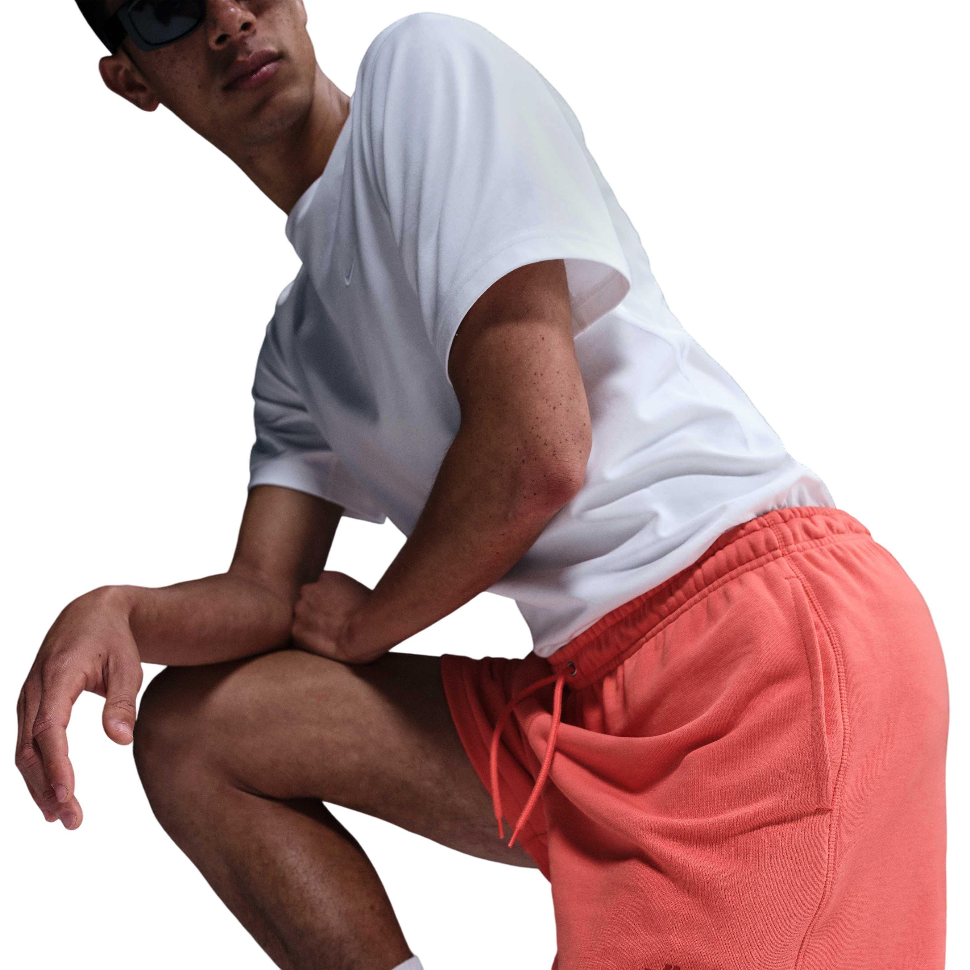 Nike Men's Club French Terry Relaxed Flow Shorts - ORANGE Thumbnail View 5