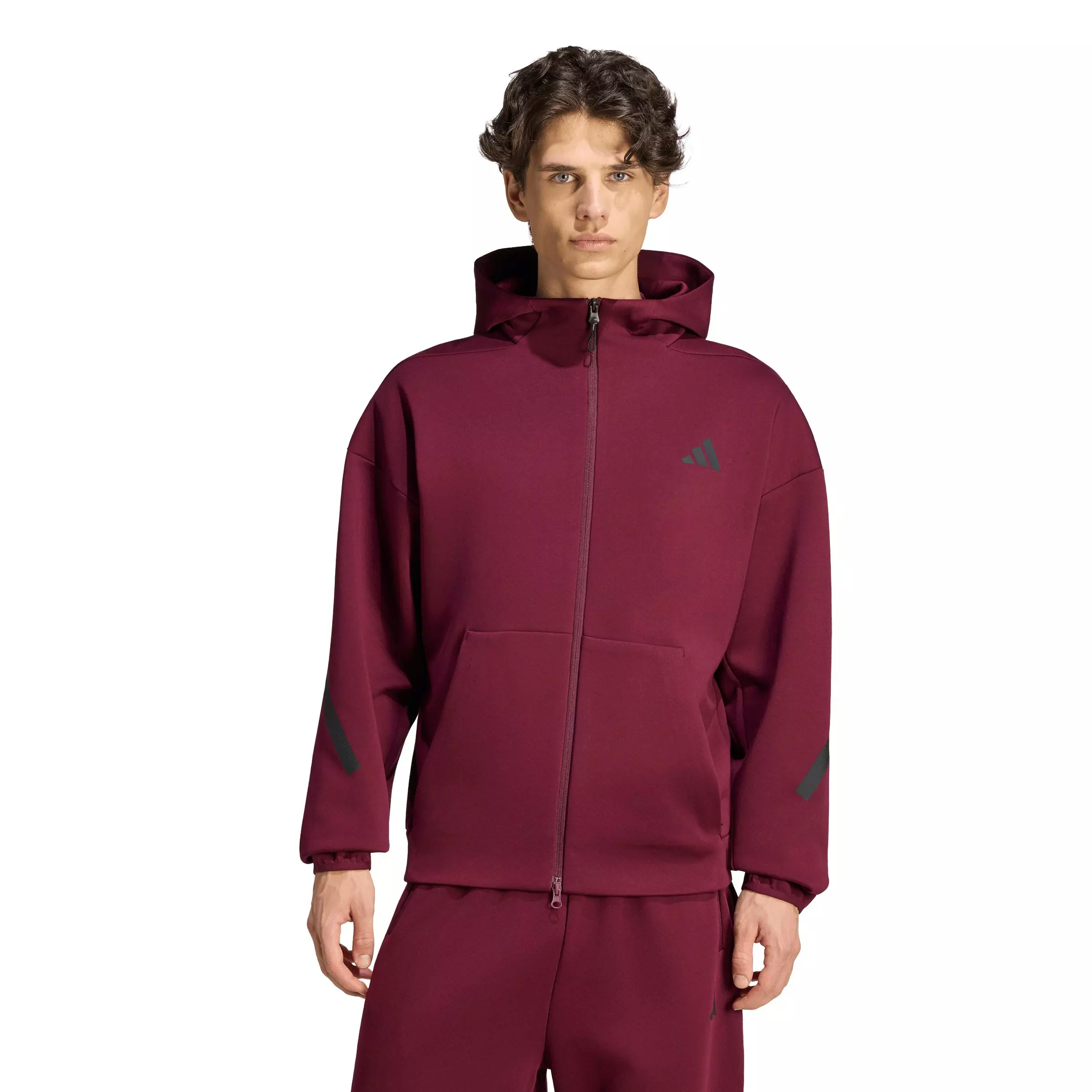 adidas Men's Z.N.E. Full-Zip Track Top - Maroon - MAROON