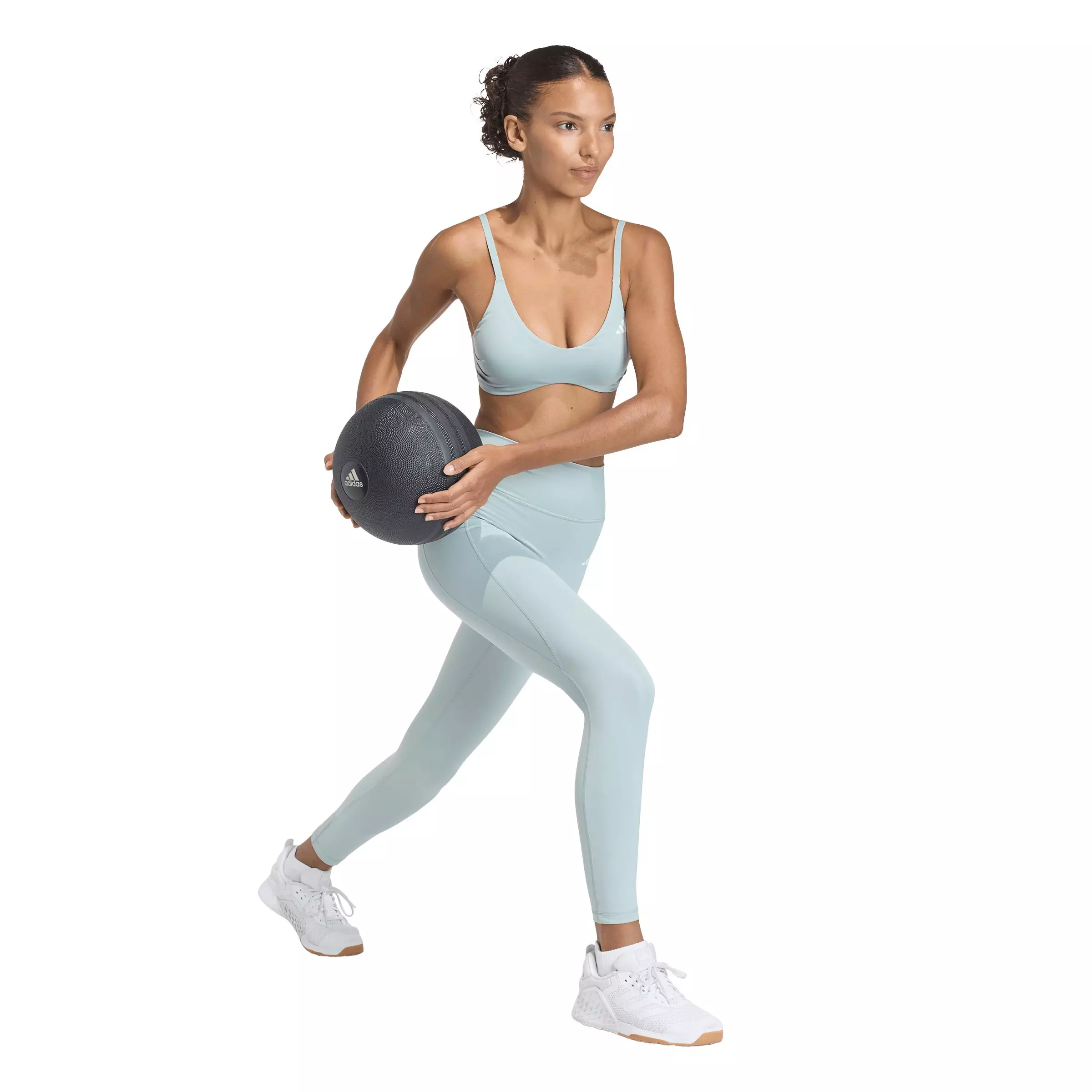 adidas Women's Optime Essentials Workout Light Support Bra-Sage Green - SAGE GREEN