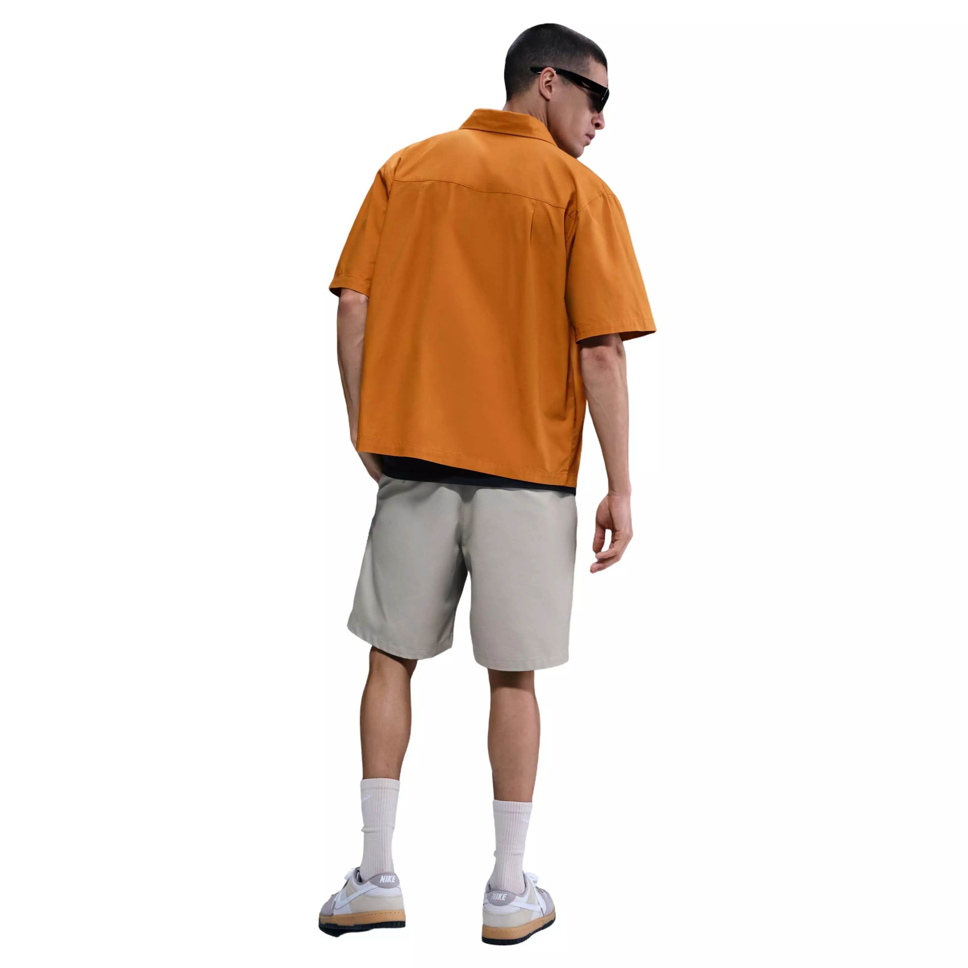 Nike Women's Club Short-Sleeve Button-Down Shirt -Orange - ORANGE