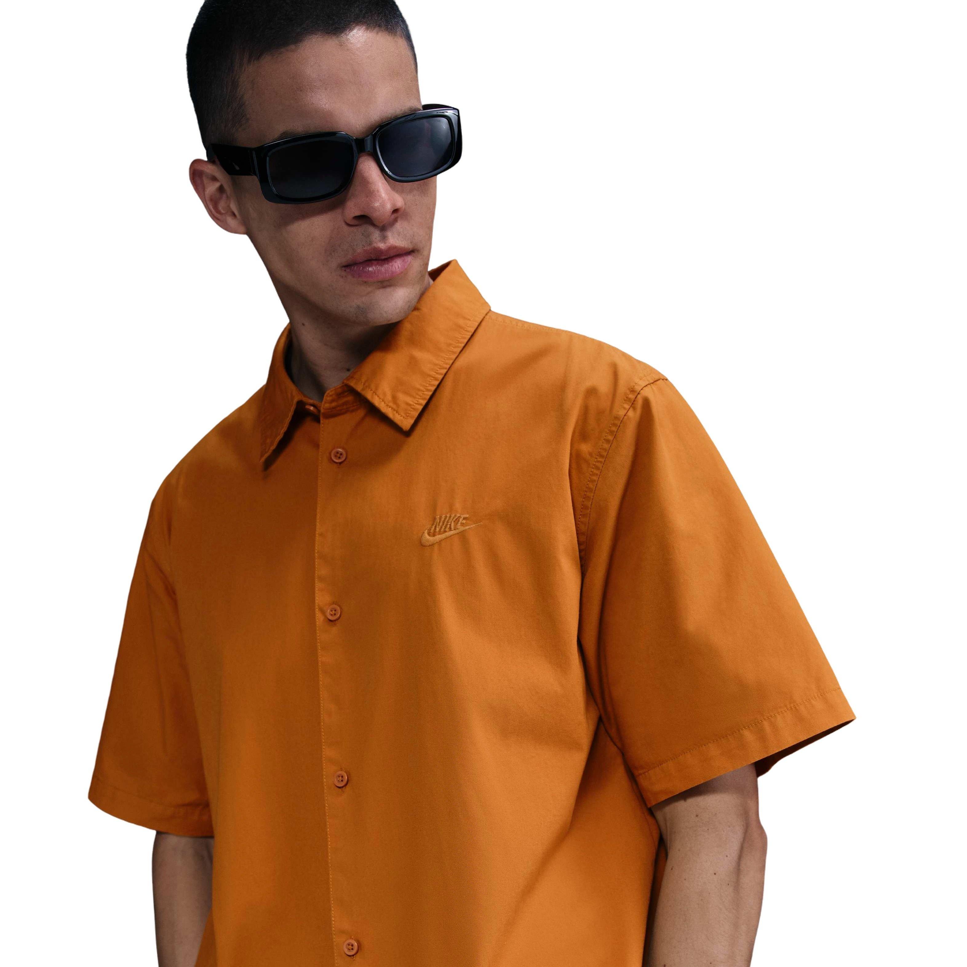 Nike Women's Club Short-Sleeve Button-Down Shirt -Orange - ORANGE Thumbnail View 3