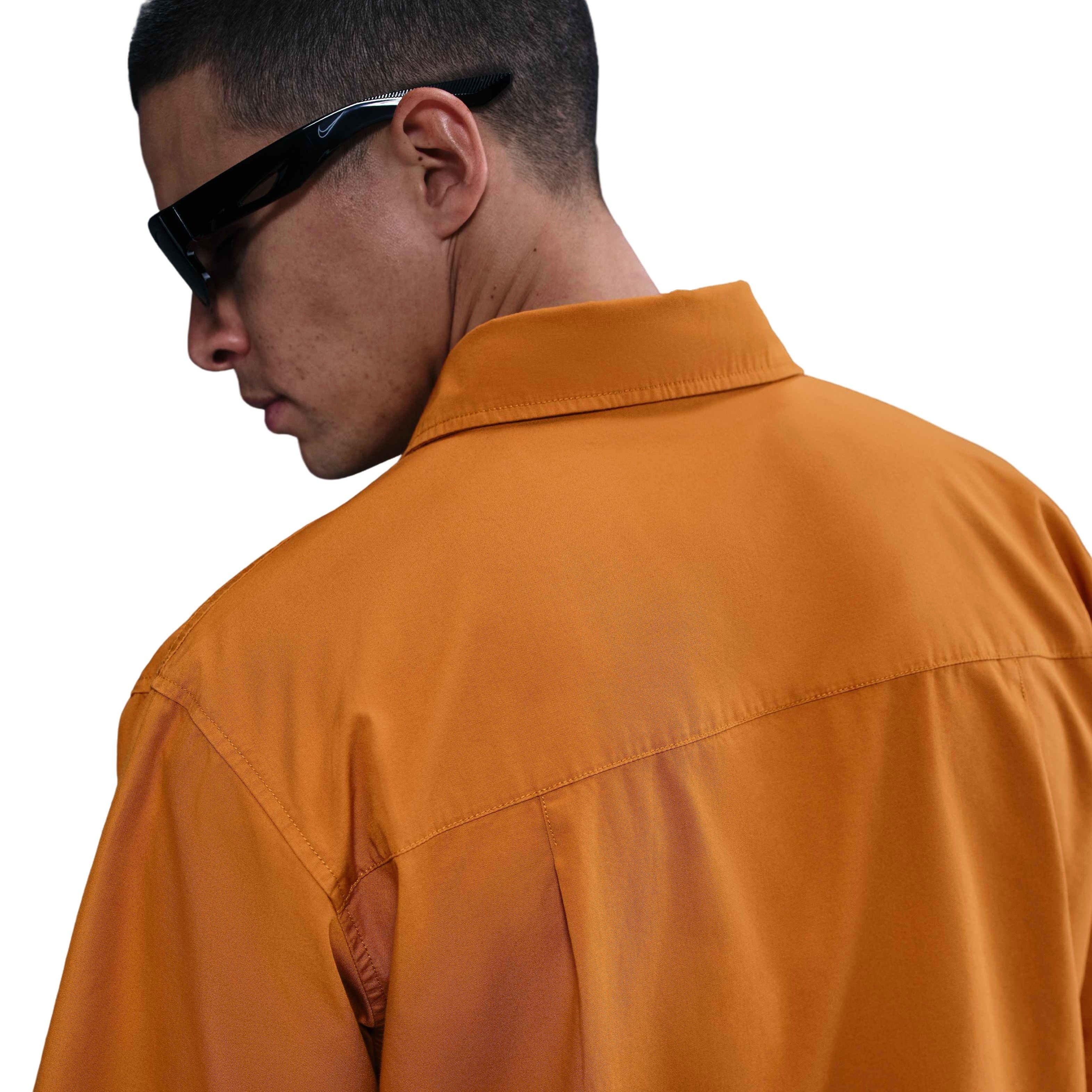 Nike Women's Club Short-Sleeve Button-Down Shirt -Orange - ORANGE Thumbnail View 4