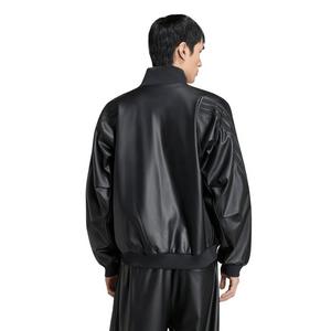 adidas Men's Stadium Loose Fit Fake Leather Track Top - Black - BLACK