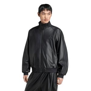 adidas Men's Stadium Loose Fit Fake Leather Track Top - Black - BLACK