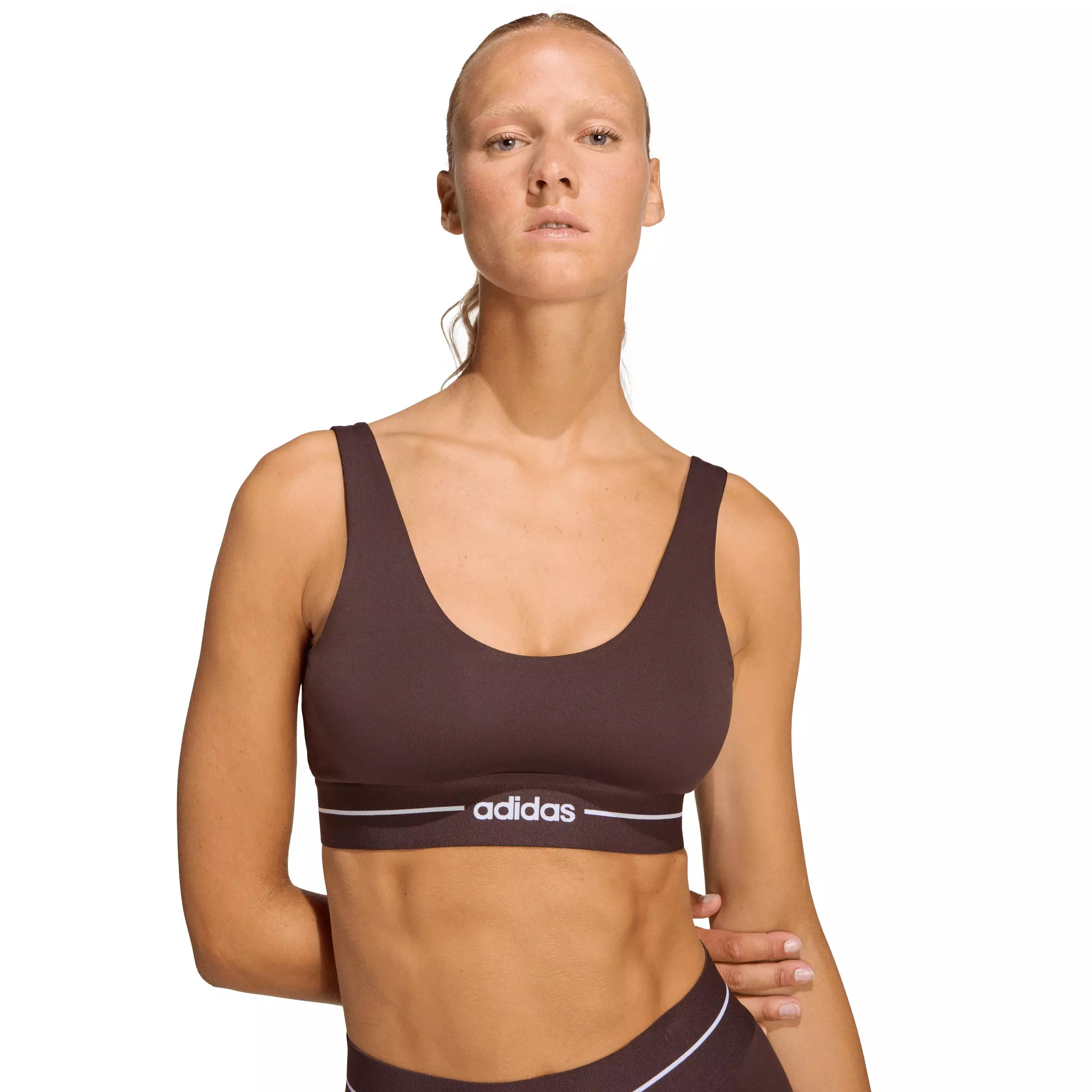 adidas Women's Hyperglam Light Support Bra-Brown - BROWN