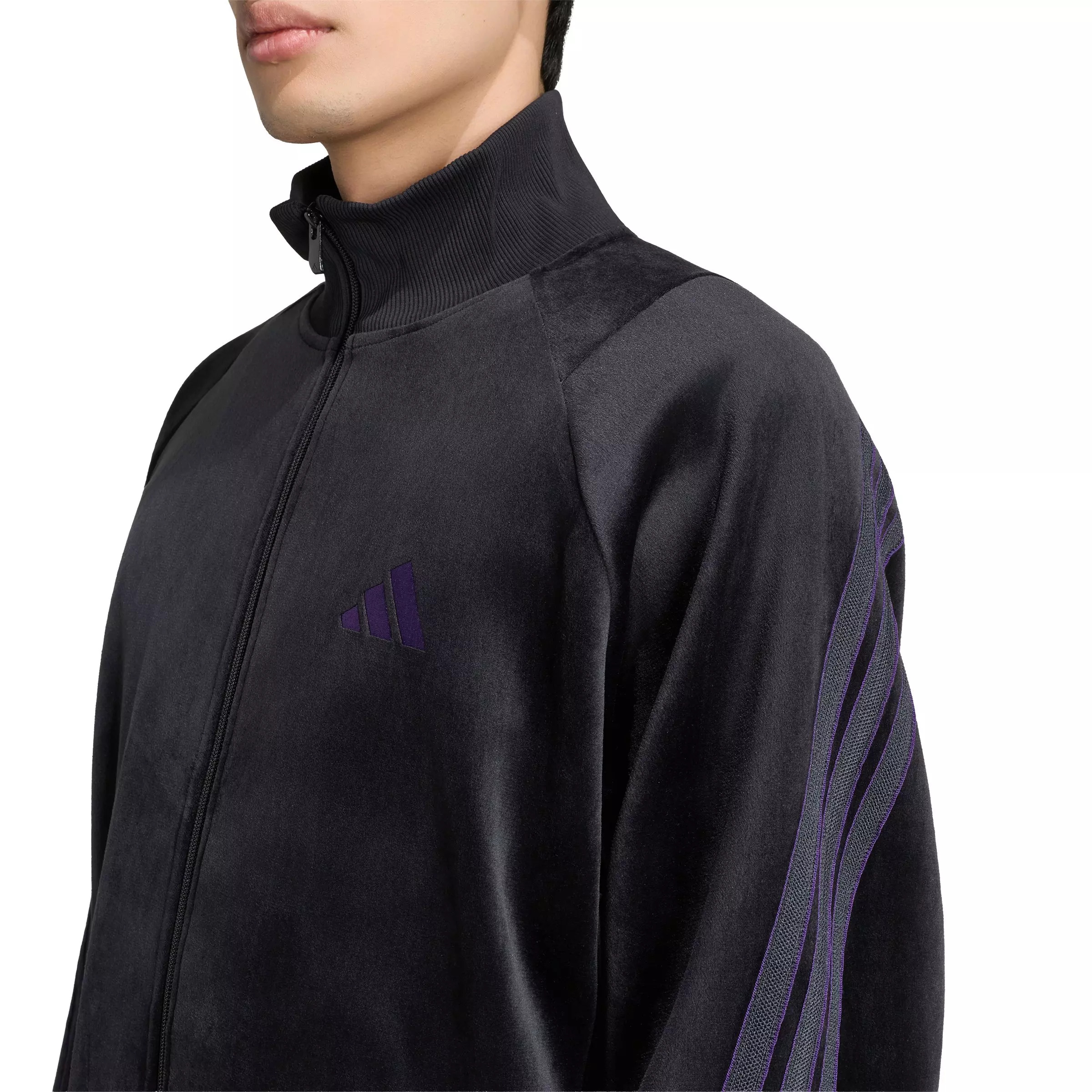 adidas Men's Stadium Loose Fit Velour Tracktop - Black - BLACK
