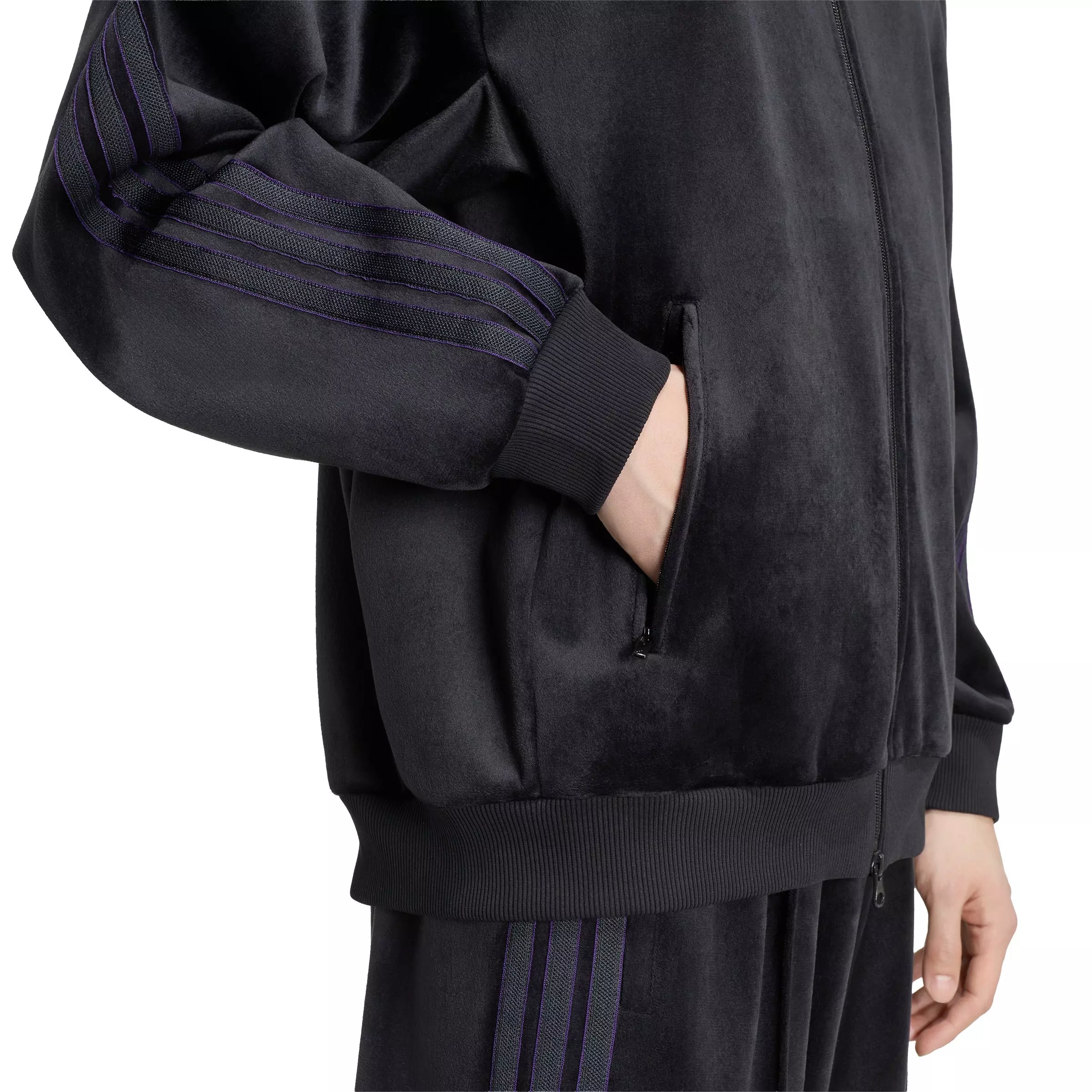 adidas Men's Stadium Loose Fit Velour Tracktop - Black - BLACK