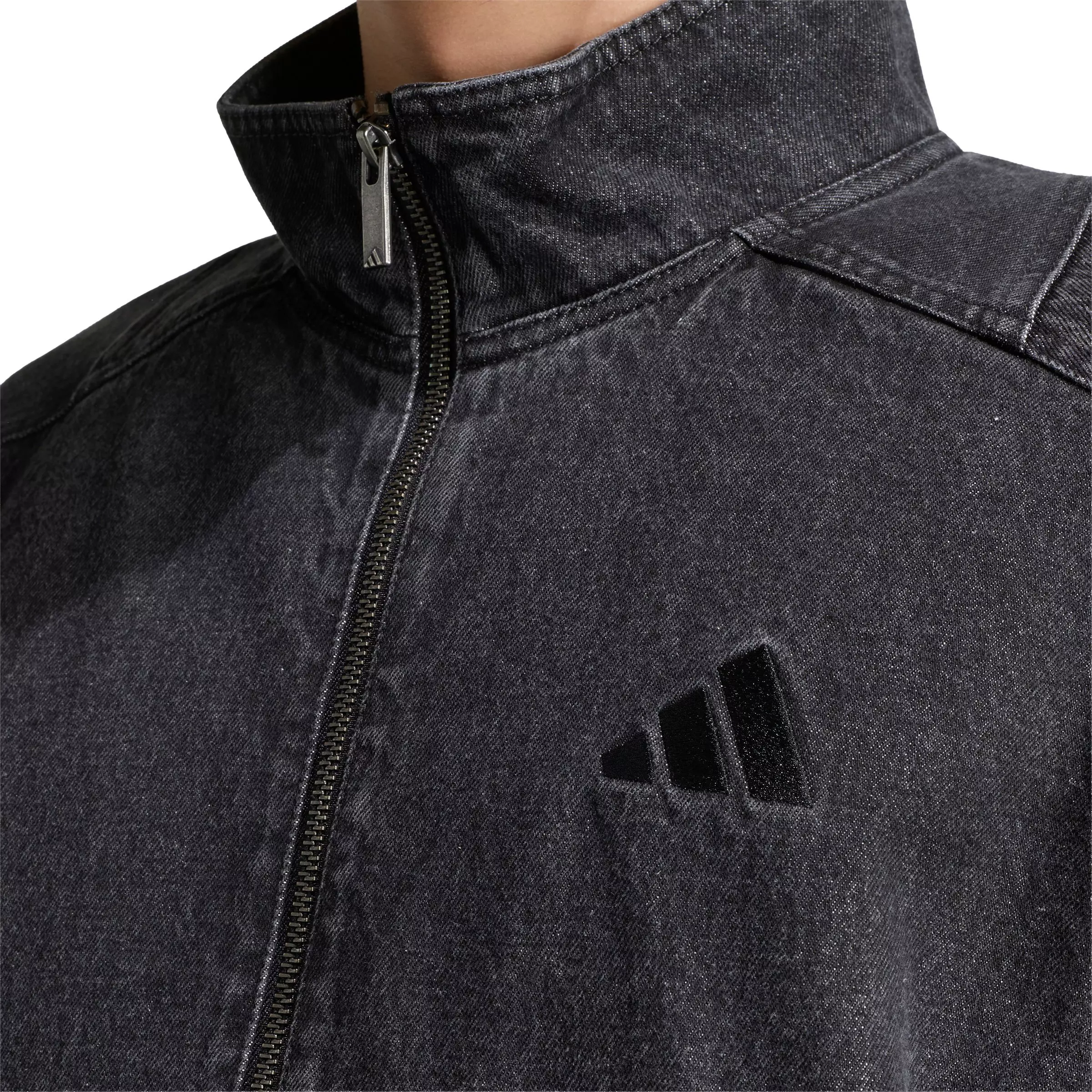 adidas Men's Stadium Loose Fit Dark Denim Track Jacket - Black - BLACK