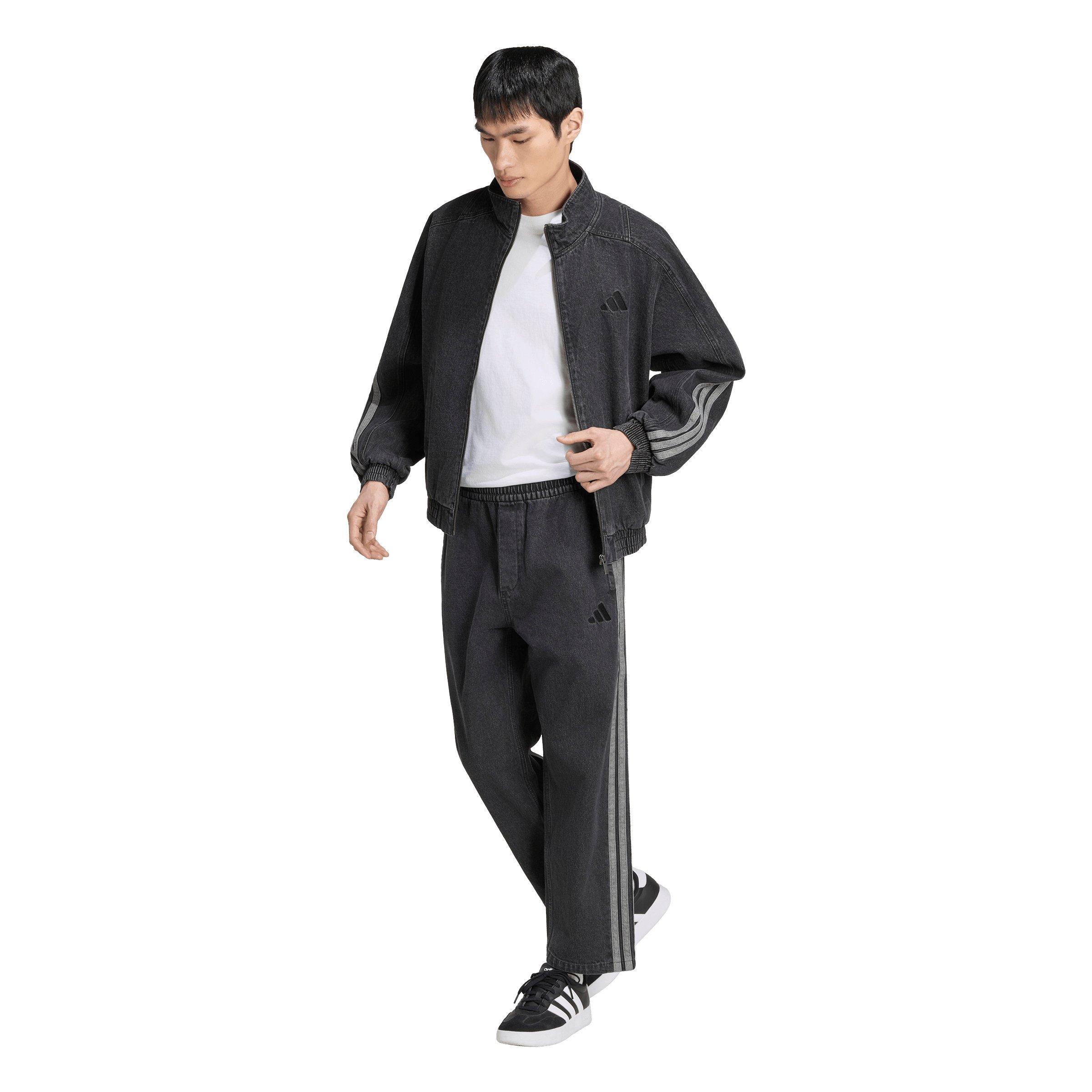adidas Men's Stadium Loose Fit Dark Denim Track Jacket - Black - BLACK